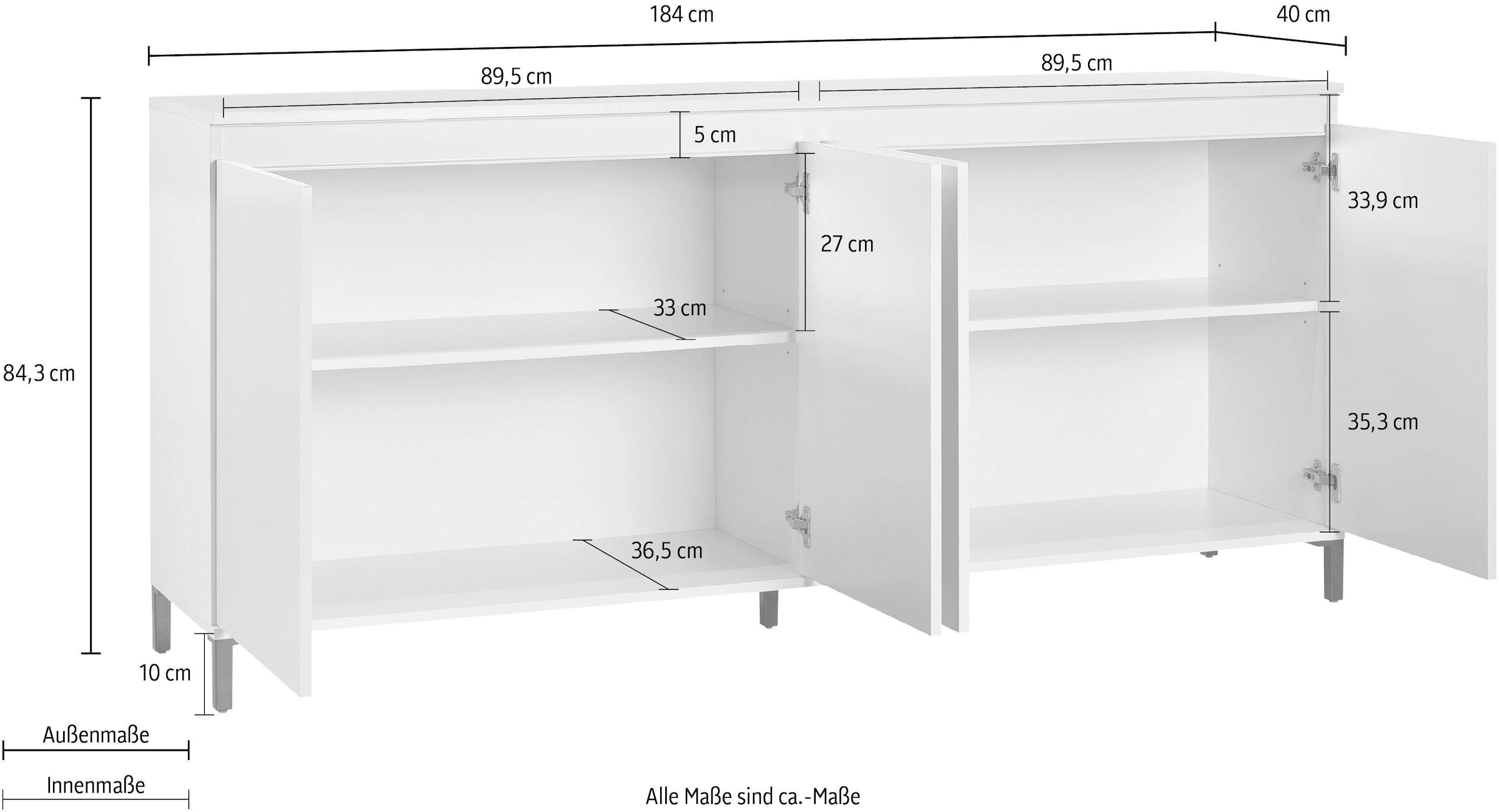 INOSIGN Sideboard »Genio«, Breite 184 cm, mit wendbare Blende