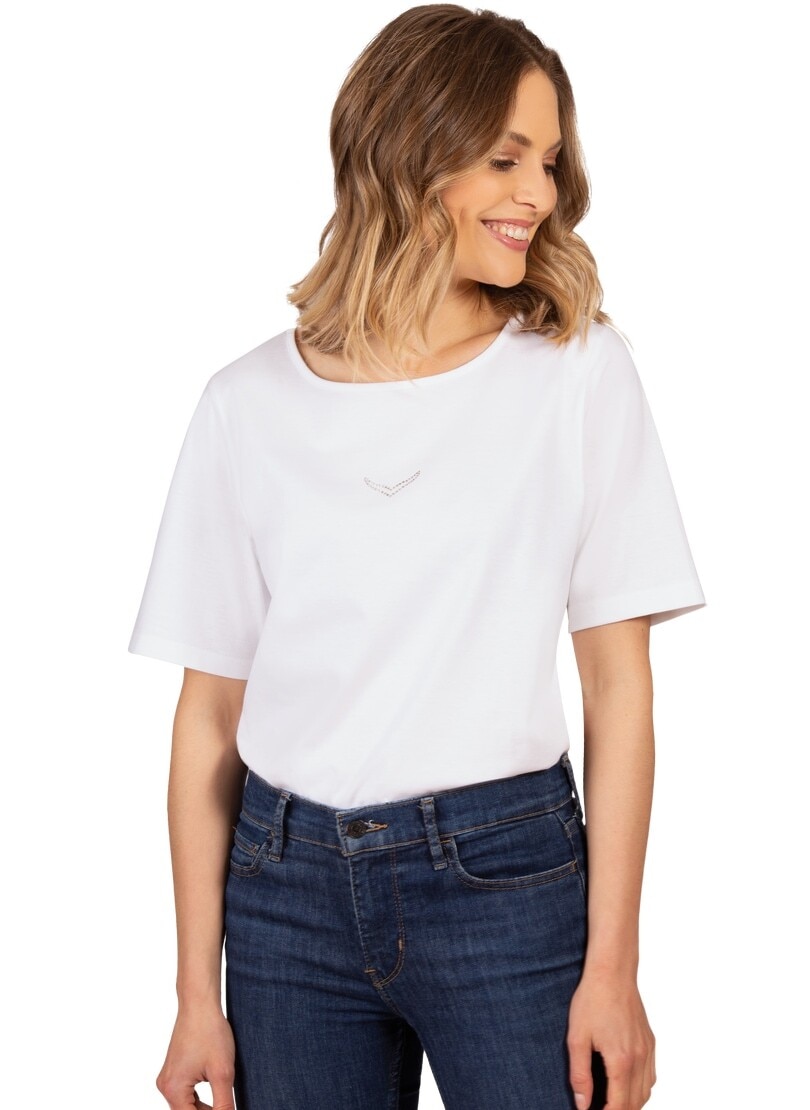 Trigema T-Shirt »TRIGEMA T-Shirt DELUXE Baumwolle mit Kristallsteinen«  online bei OTTO