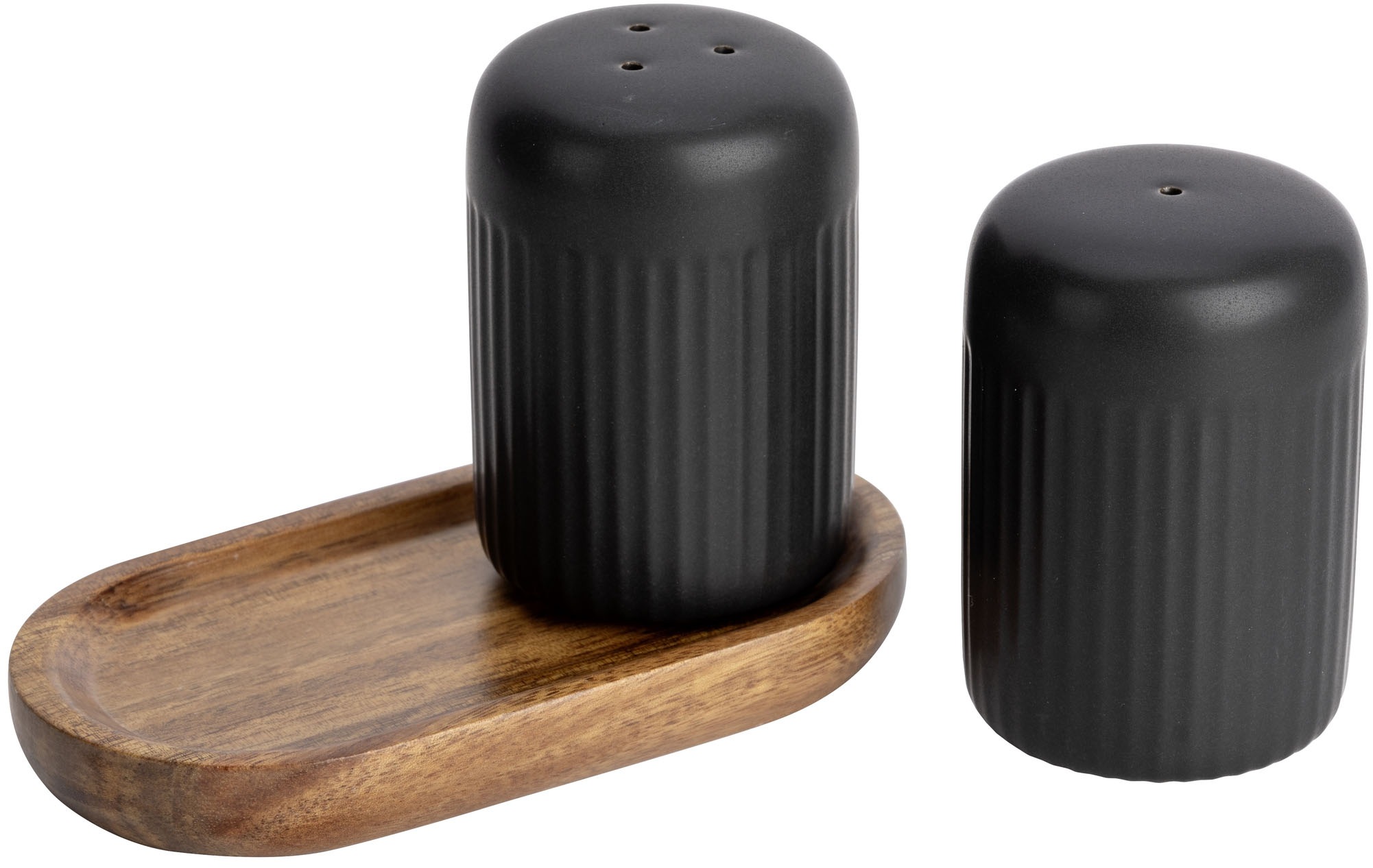 SCHÖNER WOHNEN-Kollektion Salz- / Pfefferstreuer »REFIA« Gewürzstreuer aus Keramik, Tablett aus Akazienholz