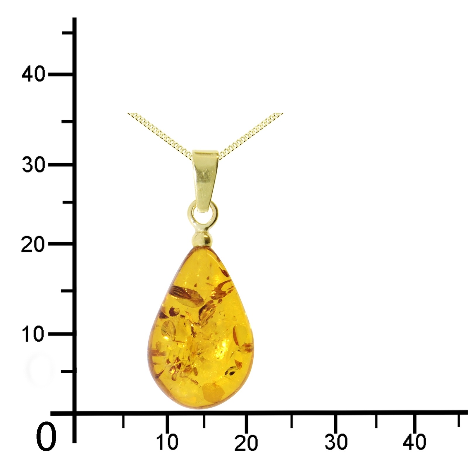 OSTSEE-SCHMUCK Kette und Anhänger Set »- Tropfen flach, ca. 17 mm lang - Gold 333/000 - Bernstein«
