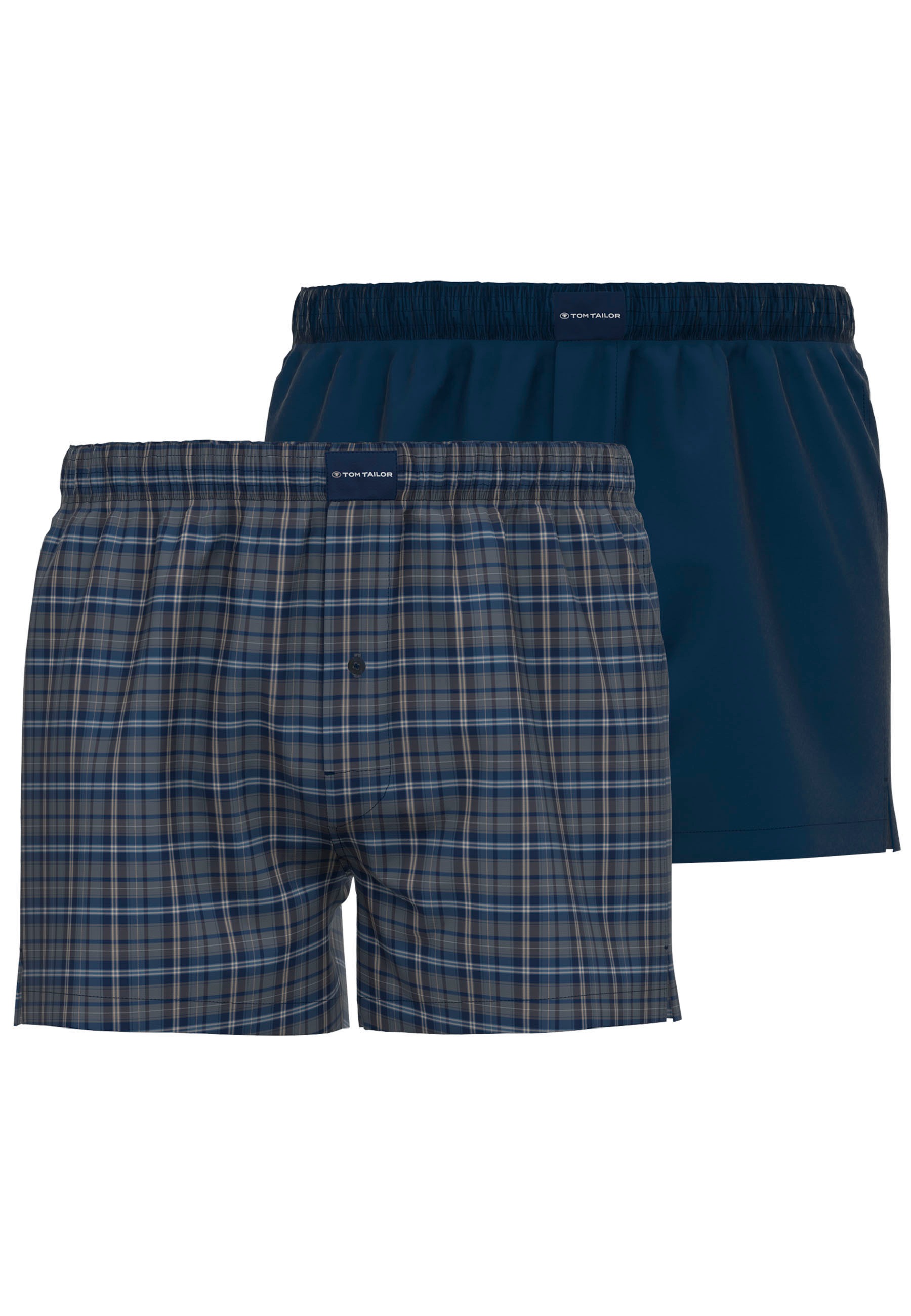 TOM TAILOR Boxershorts »Milos« 2er Pack,  bequem, leicht, Logopatch, basic, kariert, Baumwolle