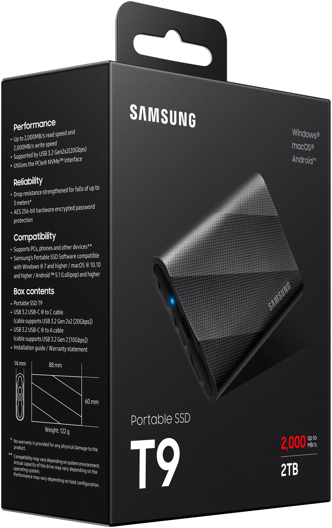 Samsung externe SSD »Portable SSD T9 1TB«, Anschluss USB Typ-C,3.2 Gen 2 (3.1 Gen 2)