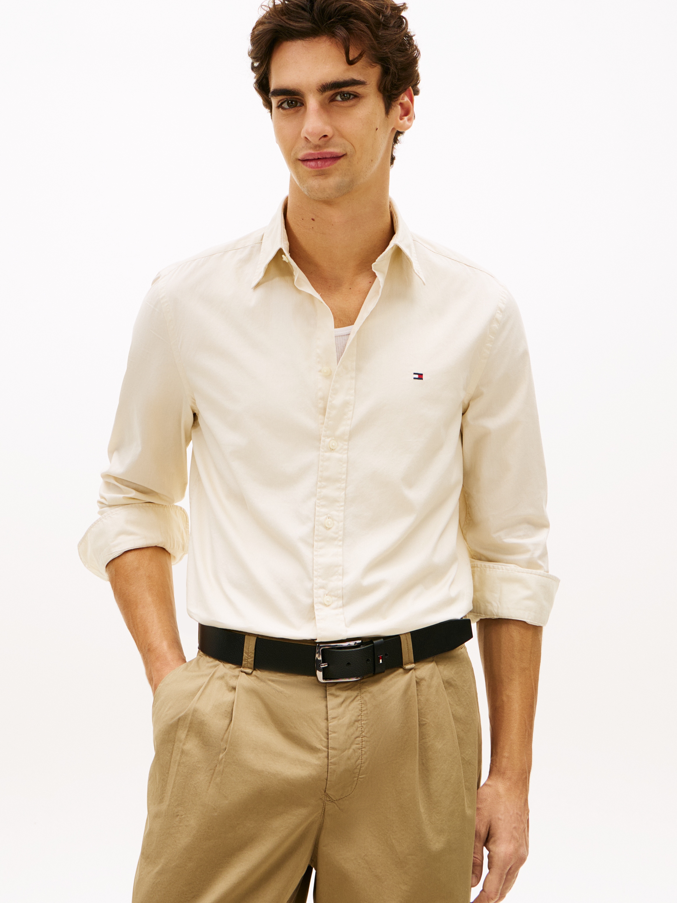 Tommy Hilfiger Businesshemd »FLEX POPLIN SOLID« unifarben, klassisch, regular fit, Baumwolle, Button-down-Kragen
