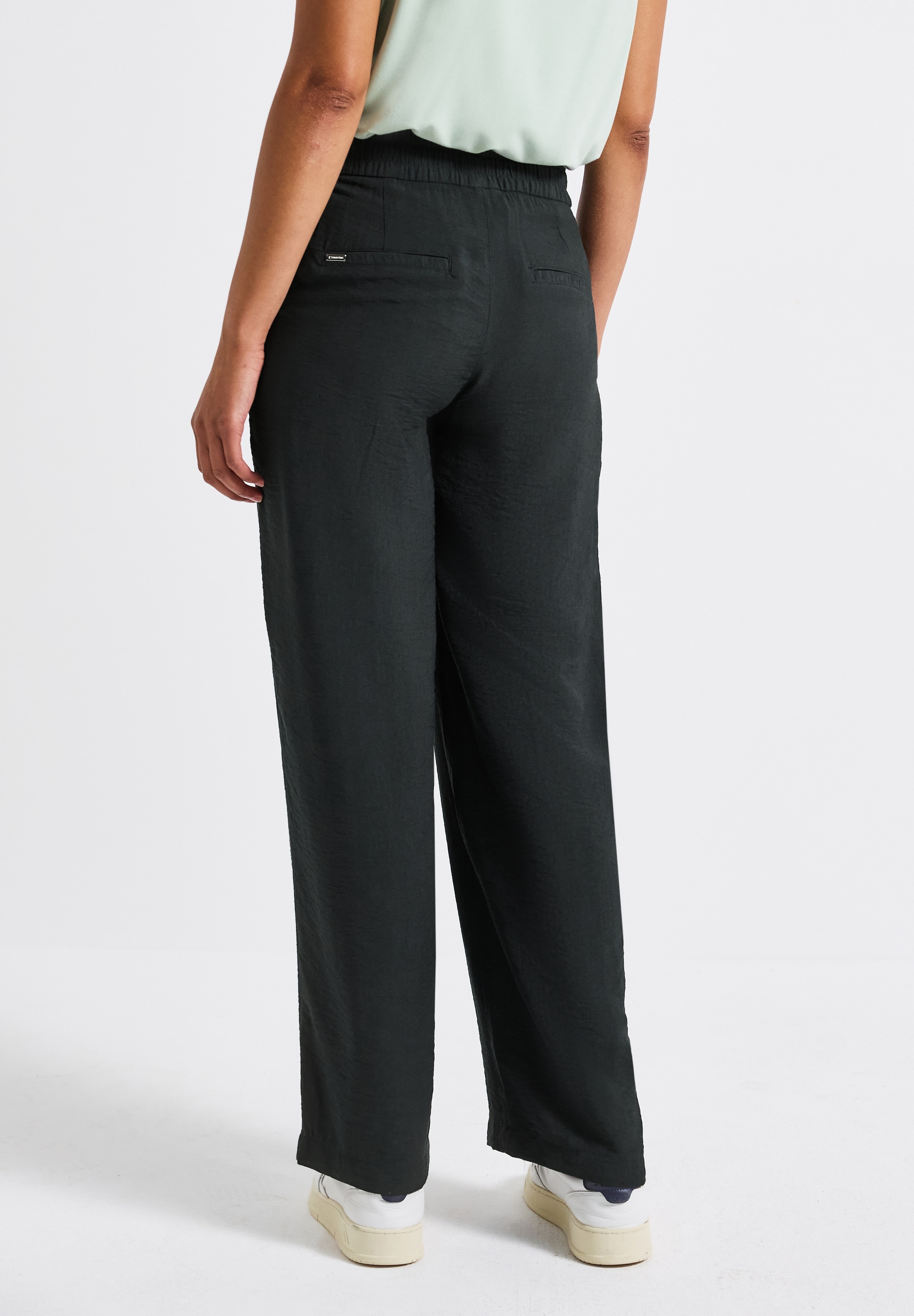 STREET ONE Stoffhose, weites Bein, mit Kordelzug und elastischem Bund