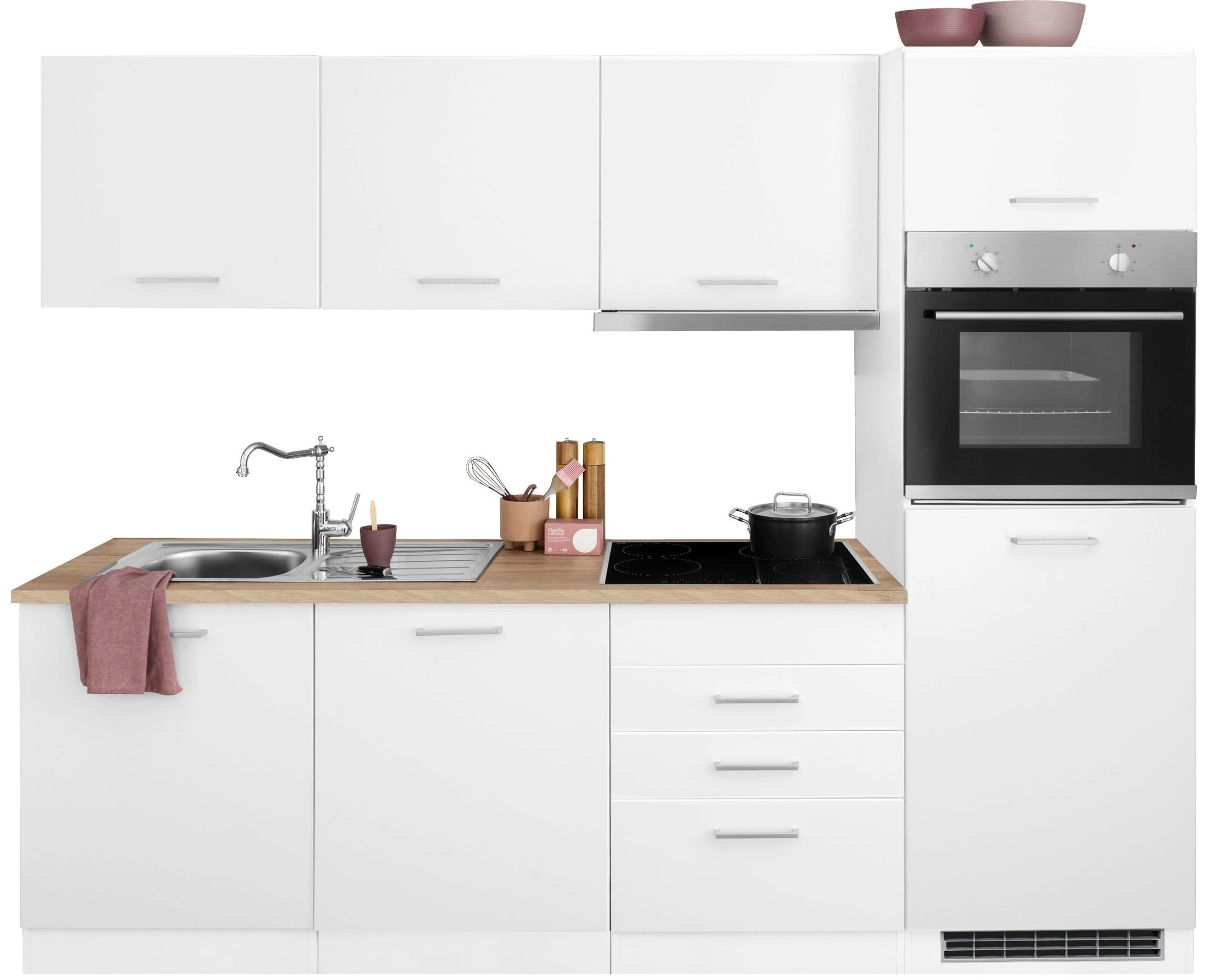 KOCHSTATION Küchenzeile »KS-Visby«, mit E-Geräten, Breite 240 cm inkl. Kühlschrank
