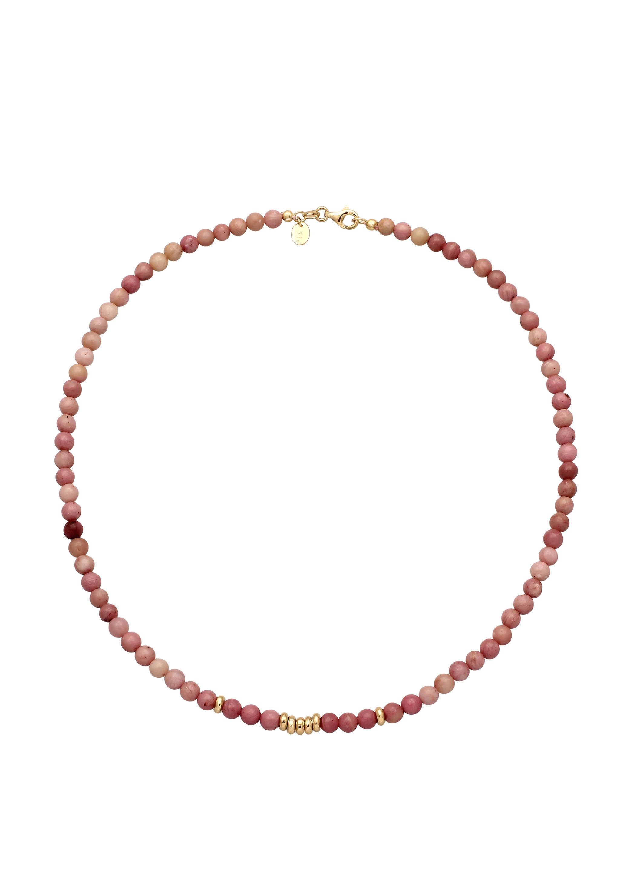 Elli Premium Silberkette »Halskette Perlen Rhodonite Pink 925 Sterling Silber vergoldet«