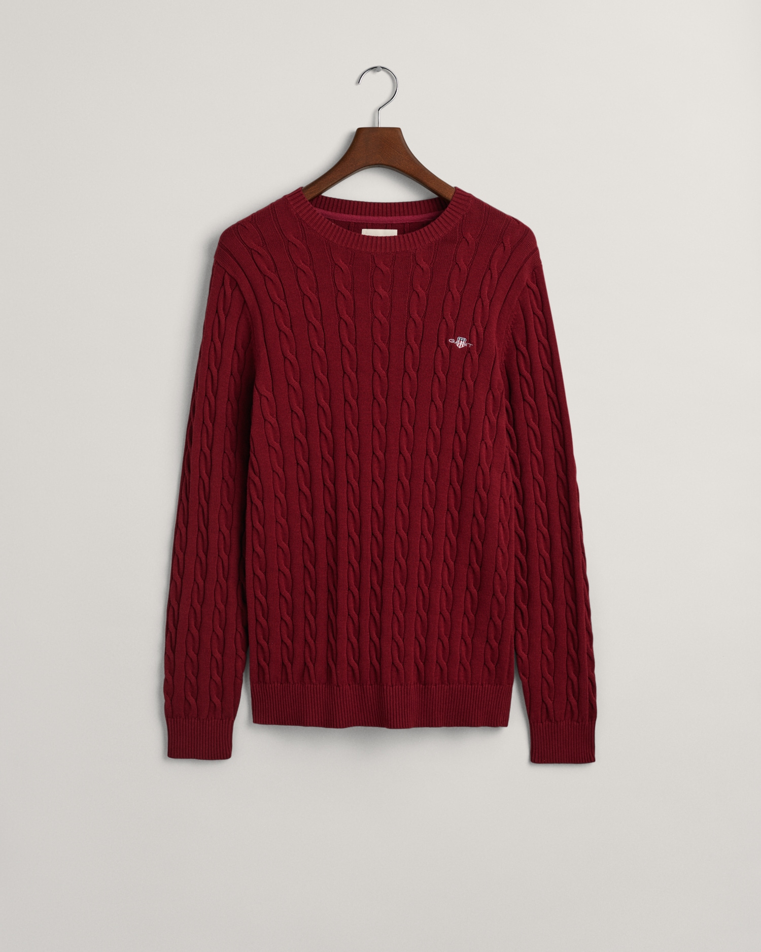 Gant Strickpullover »COTTON CABLE C-NECK«, mit Wappen-Logostickerei auf der Brust