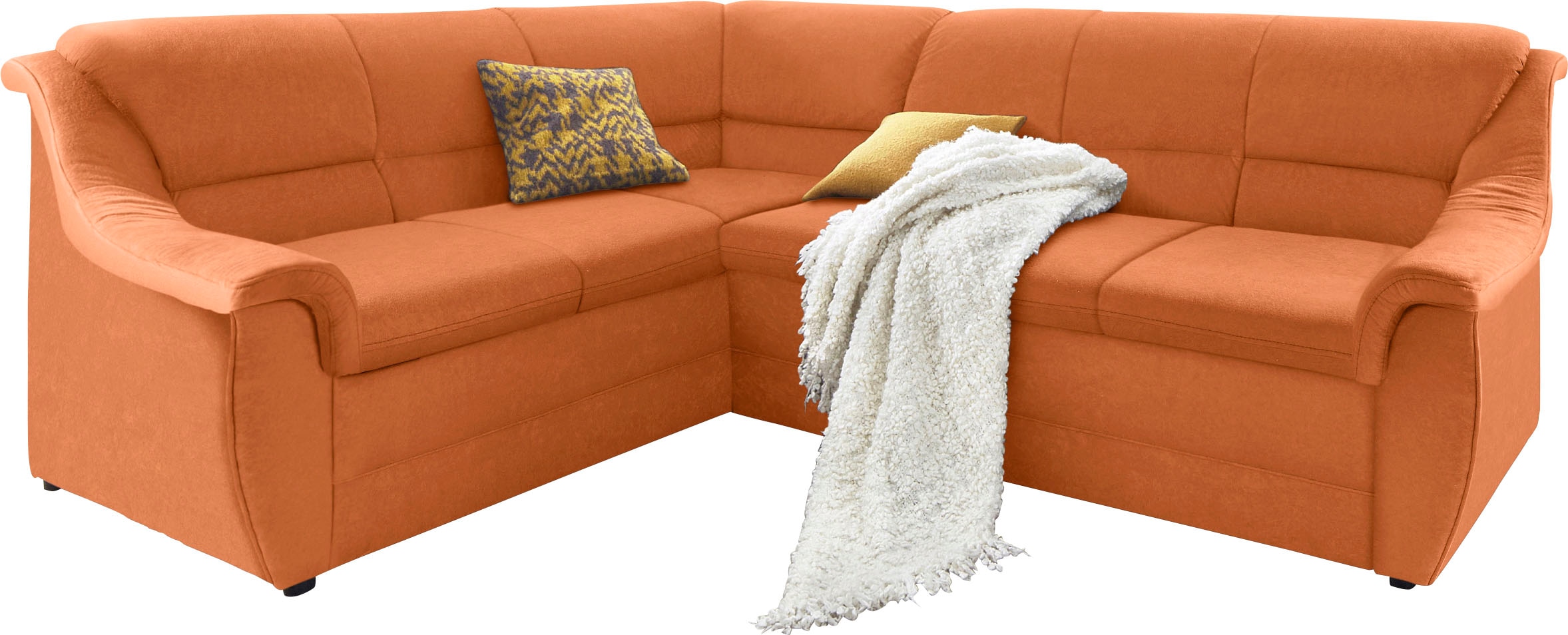 DOMO collection Ecksofa »Lale zeitlose Formensprache, komfortabel, Breite 251cm, L-Form« mit langem Schenkel, wahlweise mit Bettfunktion