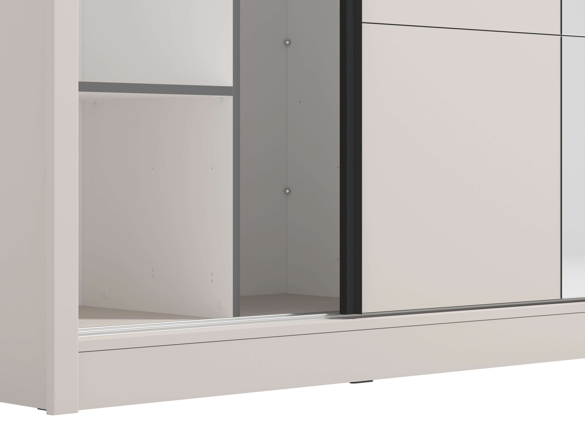 INOSIGN Schwebetürenschrank »Albi, Schlafzimmerschrank, Wäscheschrank in cashmere oder weiß«, Kleiderschrank mit Spiegel MIT Innenausstattung,FSC®-zertifiziert