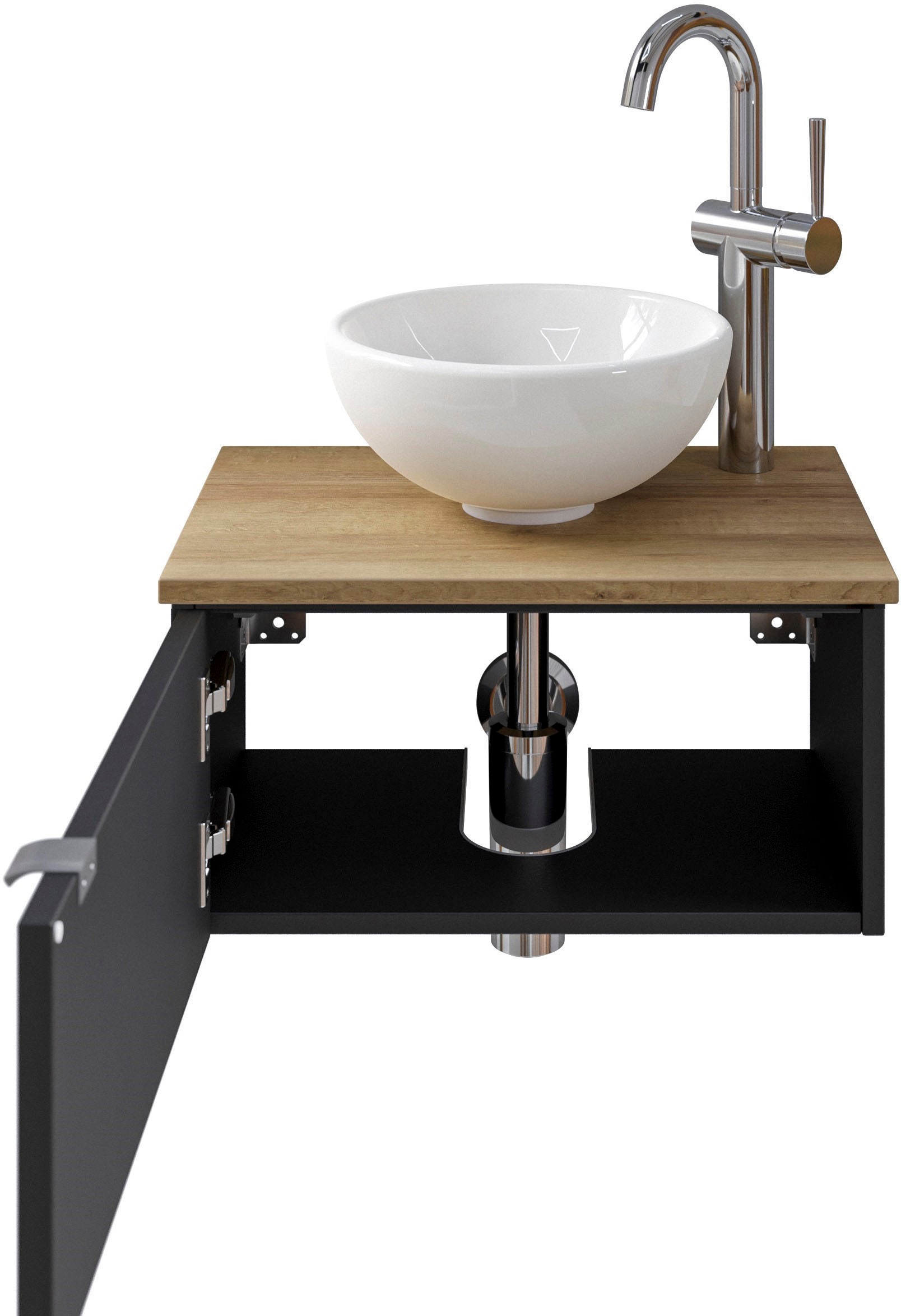 Saphir Waschtisch »Serie 6915 Waschschale mit Unterschrank für Gästebad, Gäste WC«, 51 cm breit, 1 Tür, Waschtischplatte, kleine Bäder, ohne Armatur