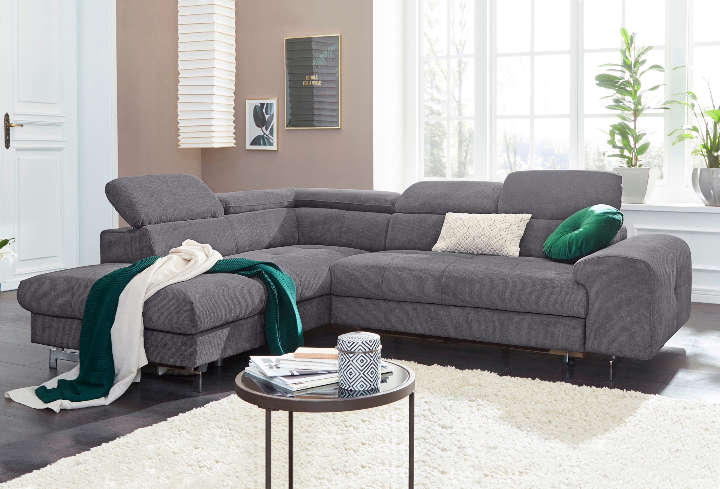 COTTA Ecksofa »Chef L-Form« mit Kopfteilverstellung, wahlweise mit Bettfunktion & Bettkasten