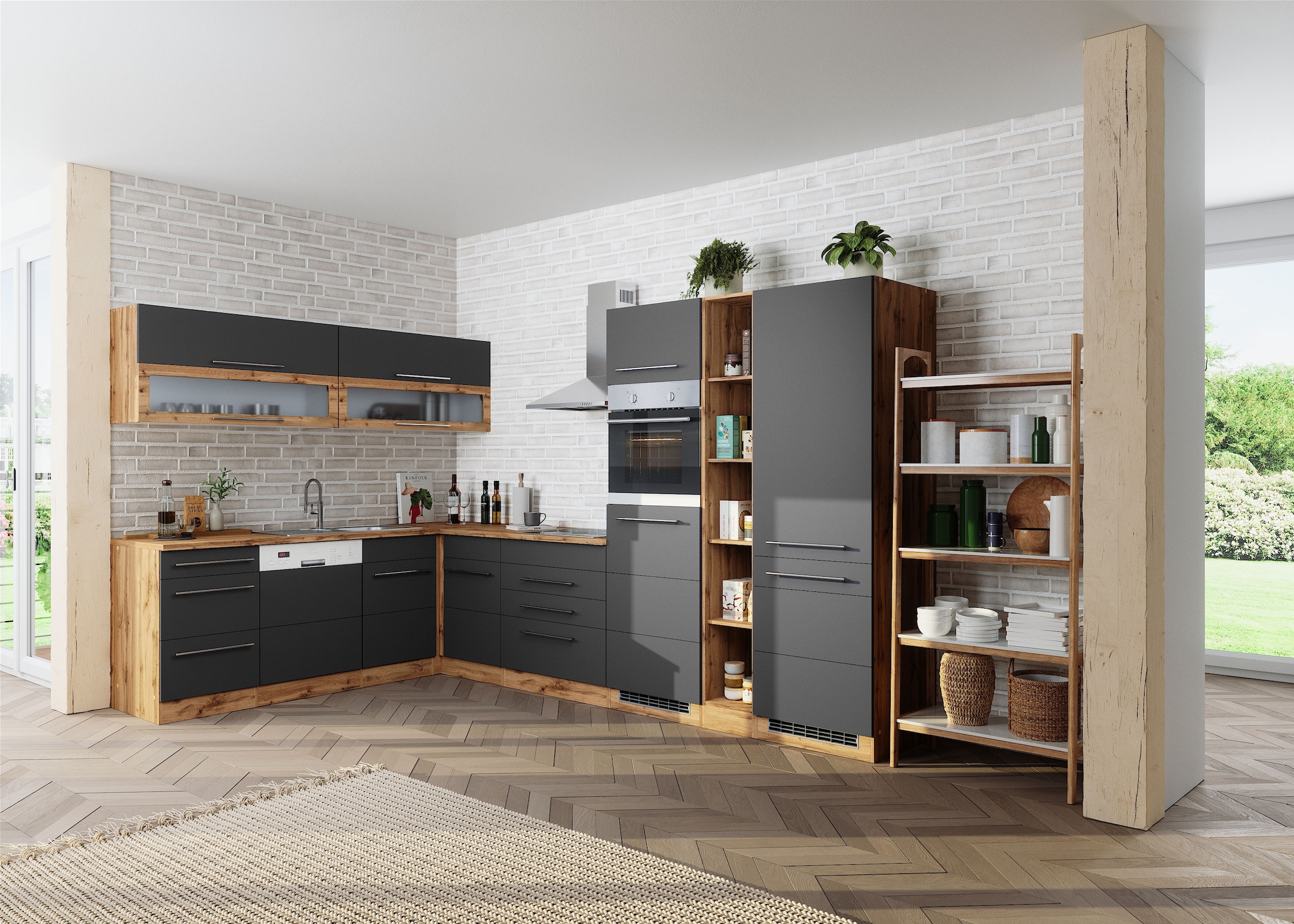 KOCHSTATION Winkelküche »KS-Wien« Stellbreite 220 x 340 cm, wahlweise mit E-Geräten