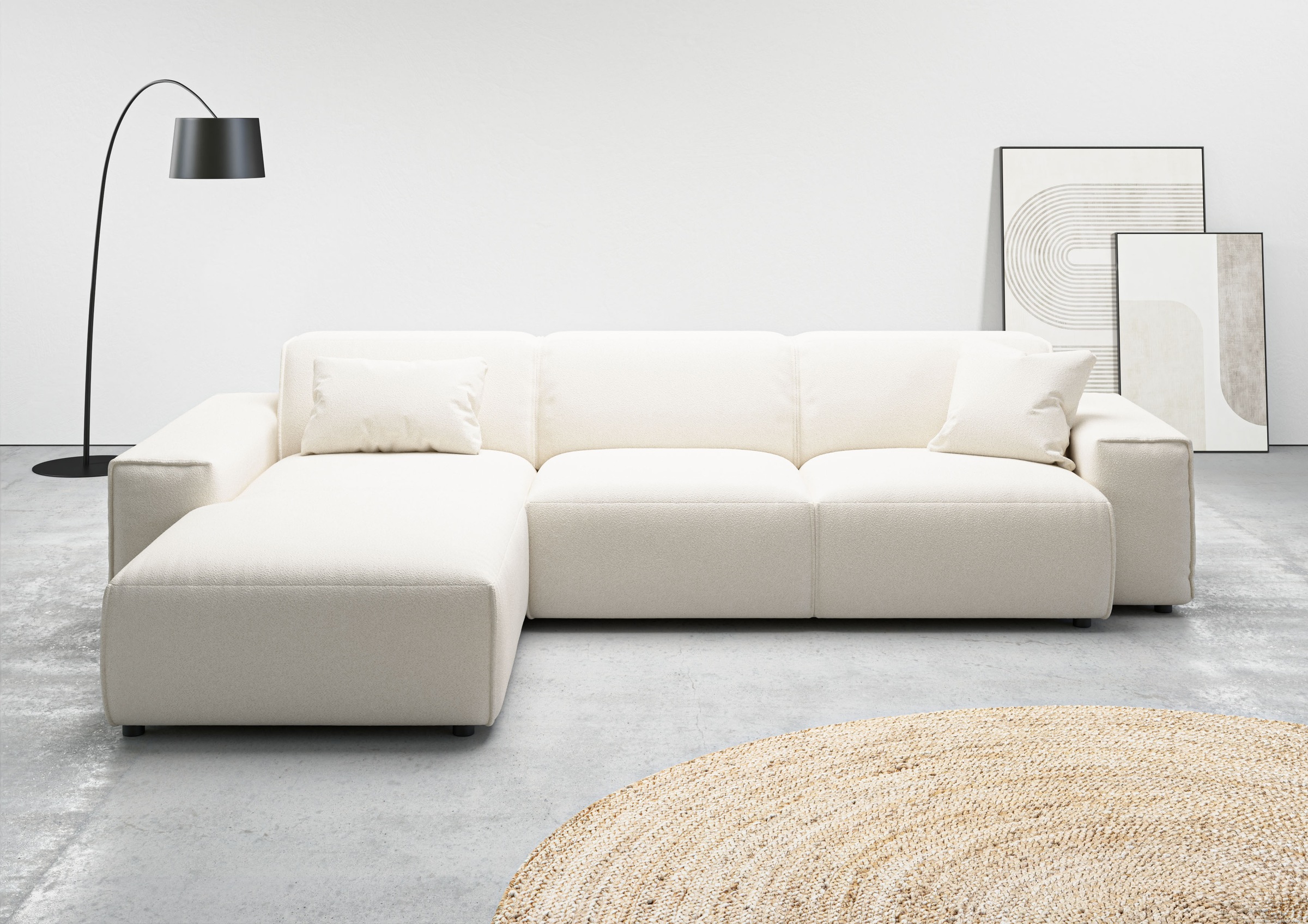 andas Ecksofa »Glimminge auch in Breitcord, Feincord, Bouclé + Easy care-Bezug«, L-Form, Breite 294, Zierkissen