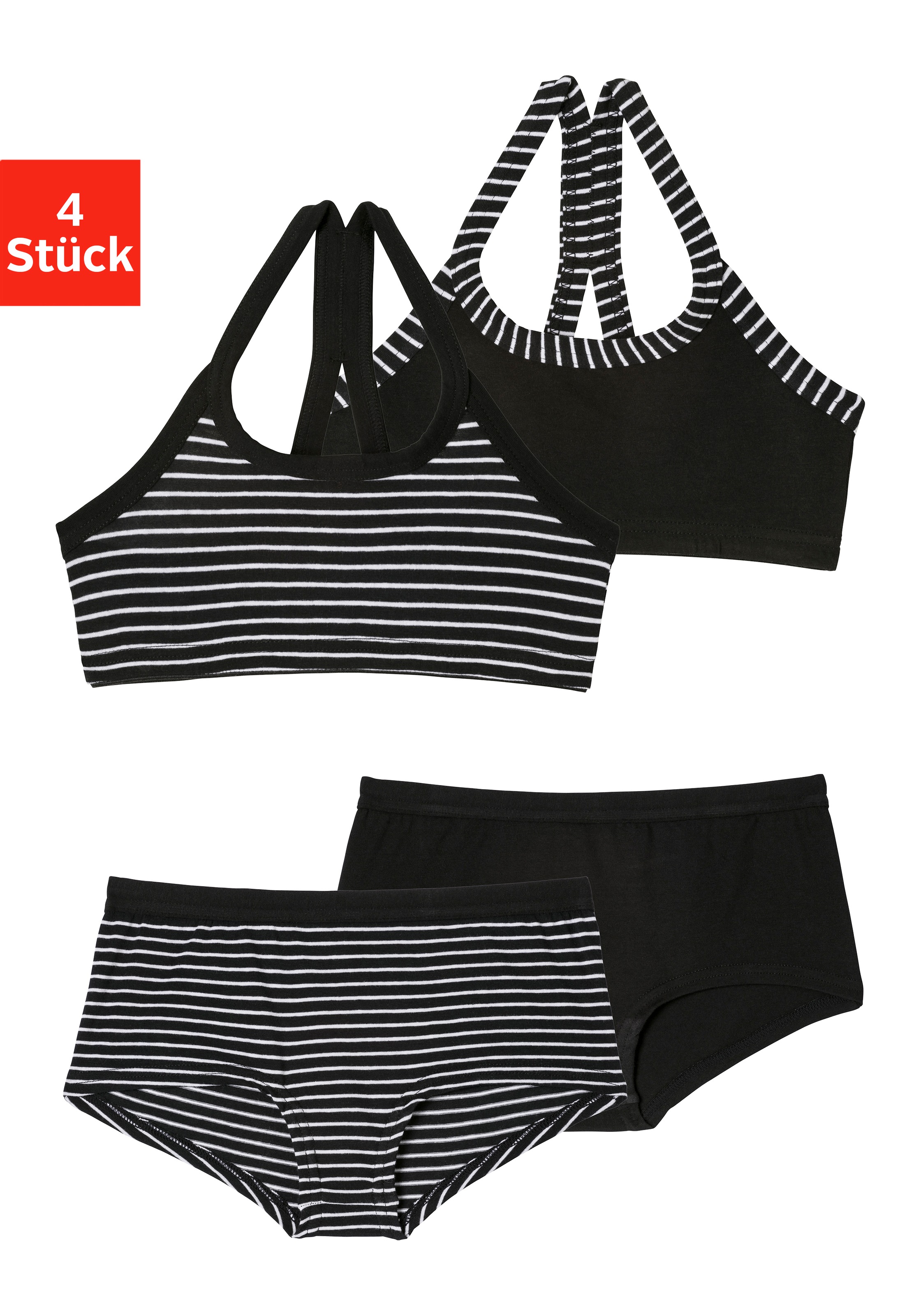 Buffalo Set: Bustier, (4 tlg., mit Panty), mit garngefärbten Streifen und Uni kaufen