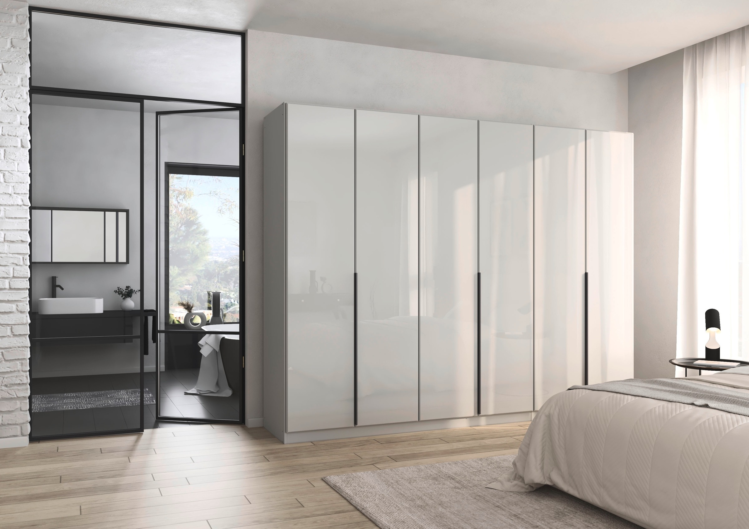 rauch Drehtürenschrank »Kleiderschrank Kleiderschränke Schrank Garderobe AGORDO mit Glasfront«, (in zwei Griff-Farben, Breiten 91-360 cm), durchdachte Innenausstattung, in 7 Breiten und 2 Höhen MADE IN GERMANY