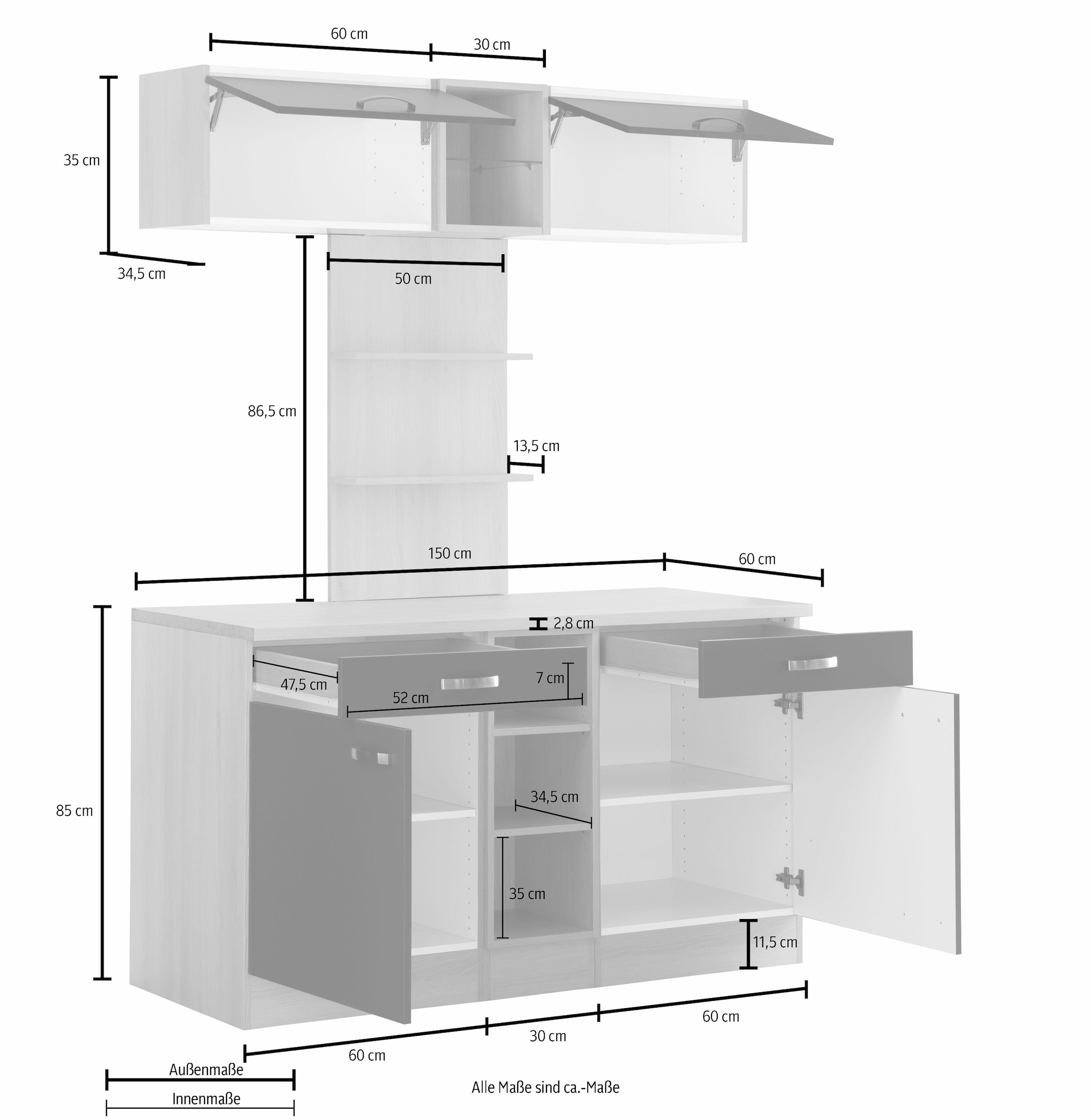 cm im Buffet 150 OPTIFIT bestellen Metallgriffen, Shop mit Online Breite »Faro«, OTTO