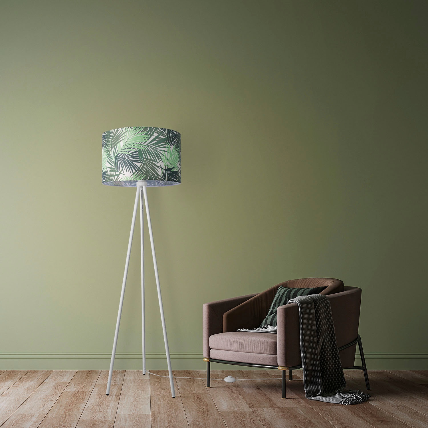 Paco Home Stehlampe »Trina Ostende« E27 Lampenschirm Büro Stativ Leselampe Deko Kinderzimmer Jungle