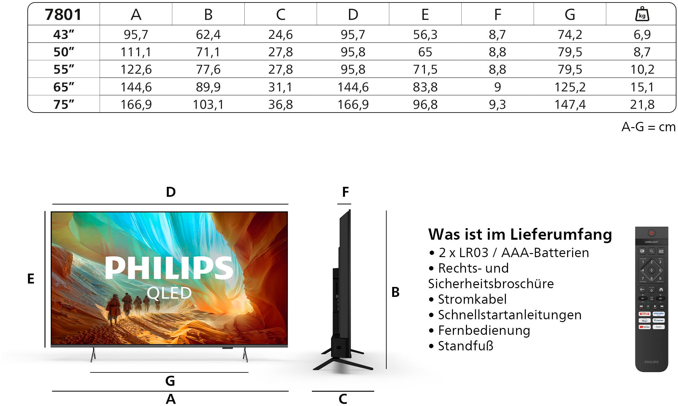 Philips QLED-Fernseher »65PQS7801/12« 164 cm/65 ″ Smart-TV