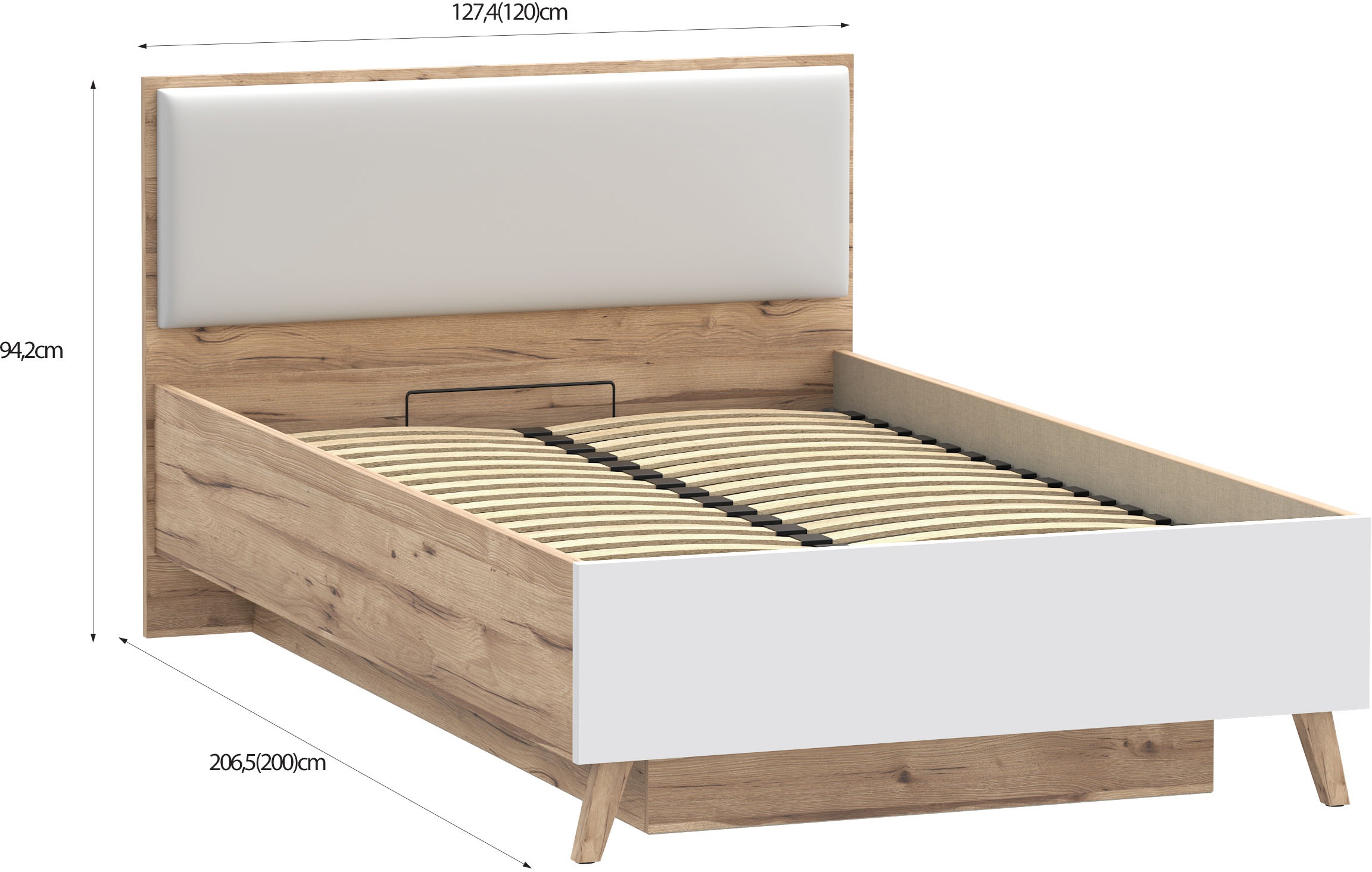 FORTE Stauraumbett »Vankka viel Stauraum, skandinavisches Design, Made in Europe«, aufklappbarer Lattenrost, weitere Produkte zur Serie erhältlich