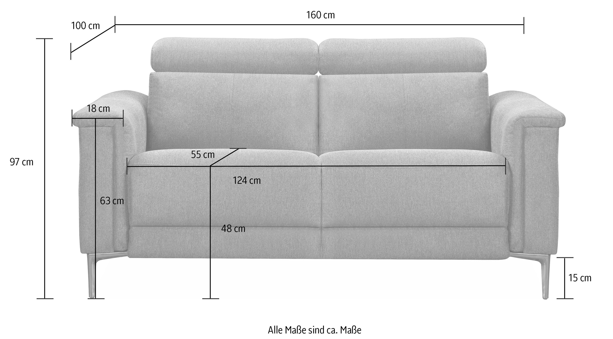Home affaire 2-Sitzer »Lund«, manueller od. elektrischer Relaxfunktion und USB-A