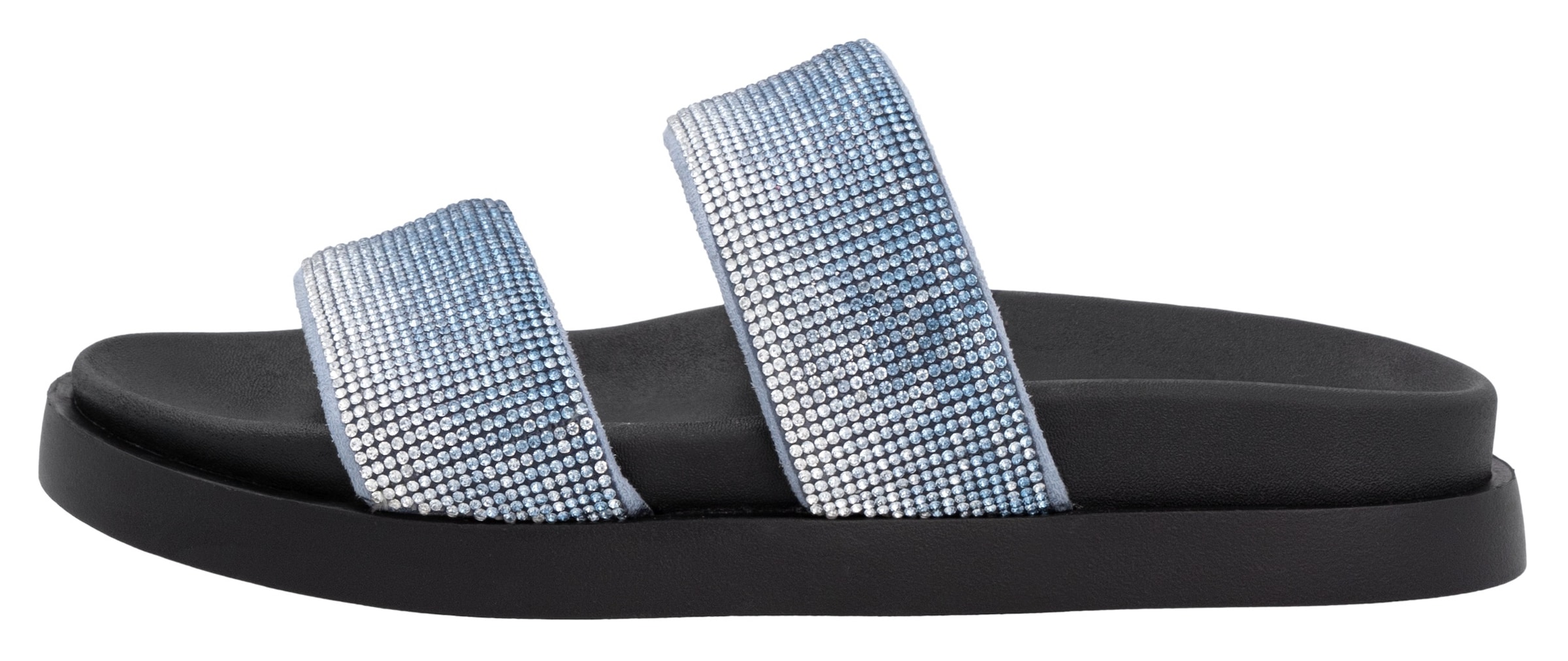 RIEKER Sport Pantolette, Sommerschuh, Strandschuh, Schlappen, Poolslides im Glitzer-Look