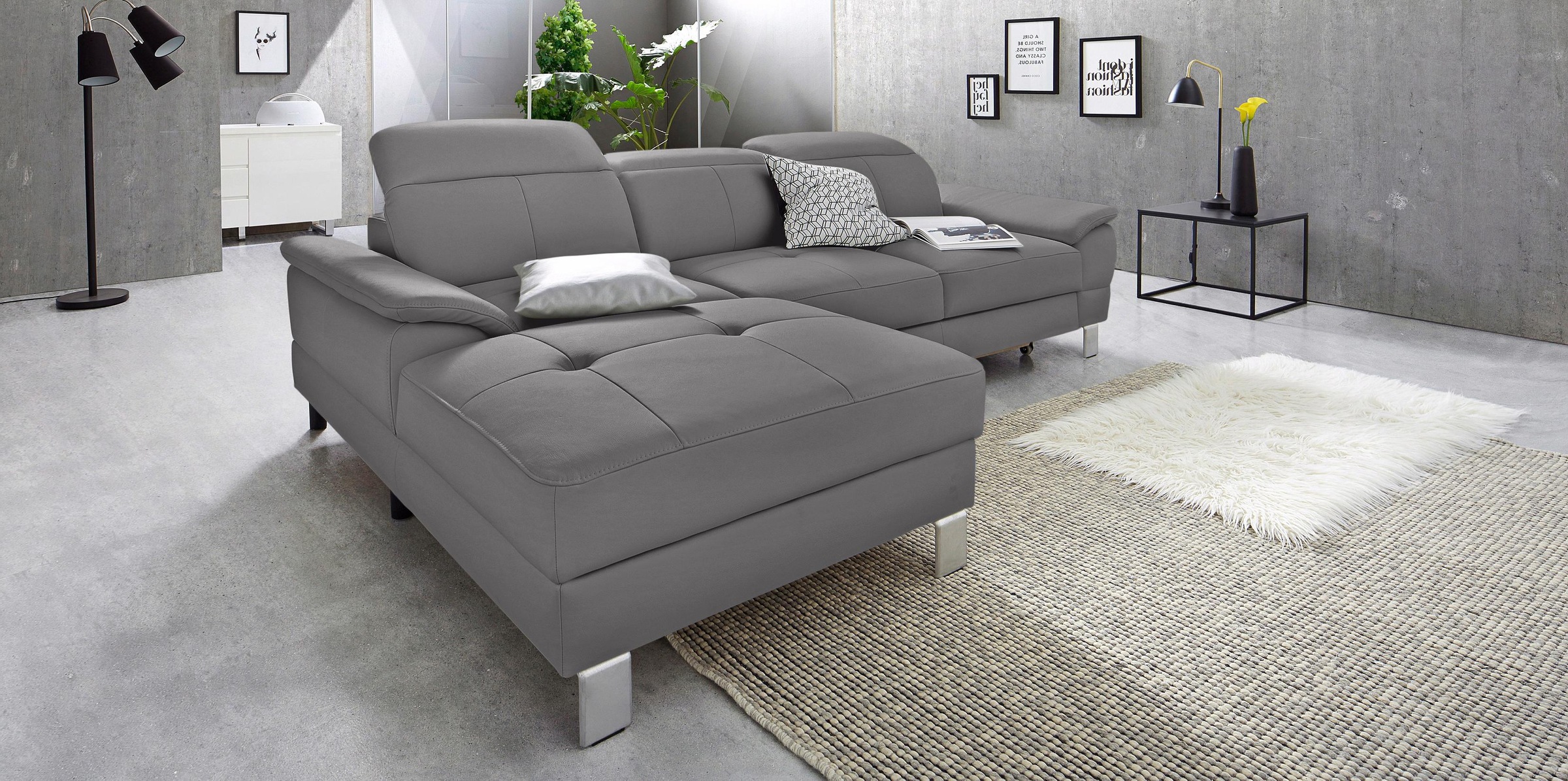 exxpo - sofa fashion Ecksofa »Mantua 2, inkl. Kopf- bzw. Rückenverstellung, bequem, L-Form«, wahlweise mit Bettfunktion und Bettkasten, tolle Verarbeitungsdetails