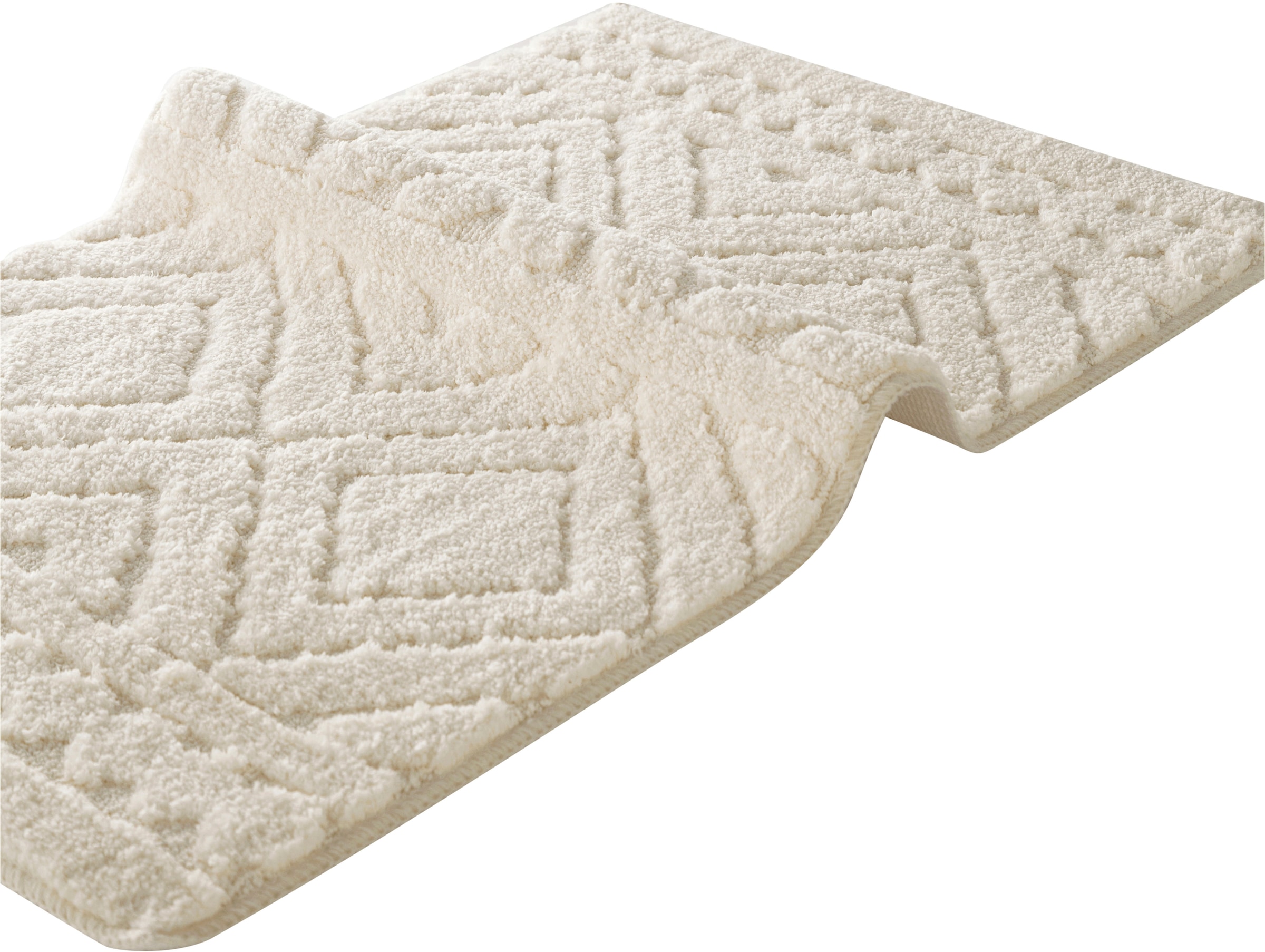 my home Badematte »Louvres, Badvorleger, Badezimmer Teppich, Duschvorleger« Höhe 10 mm rutschhemmend beschichtet schnell trocknend Badteppich, Uni Farben, Hoch-Tief Effekt, Boho-Style