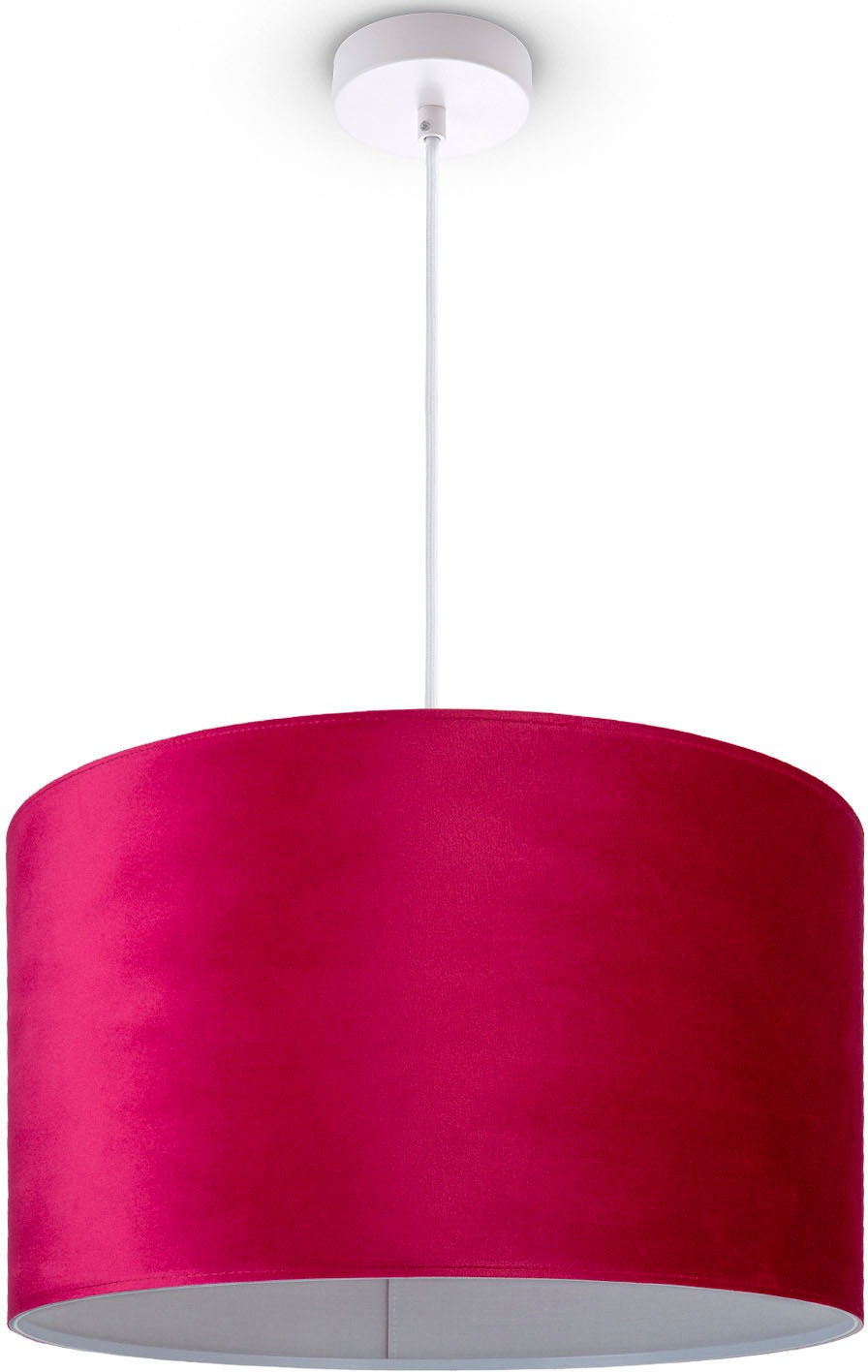 Paco Home Pendelleuchte »Hugo uni Color« E27 Wohnzimmer Lampenschirm aus Velour Unifarben Deko E27 Kabel 1,5m in rot, Größe Ø 45,5 cm Höhe: 28 cm