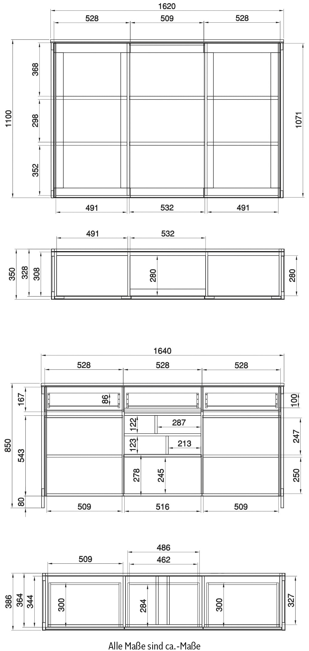 Home affaire Buffet »Stranda, Hochschrank im Scandi-Style, moderner Schrank«, Rahmenoptik, ausreichend Stauraum, vielseitig einsetzbar, 164 cm breit