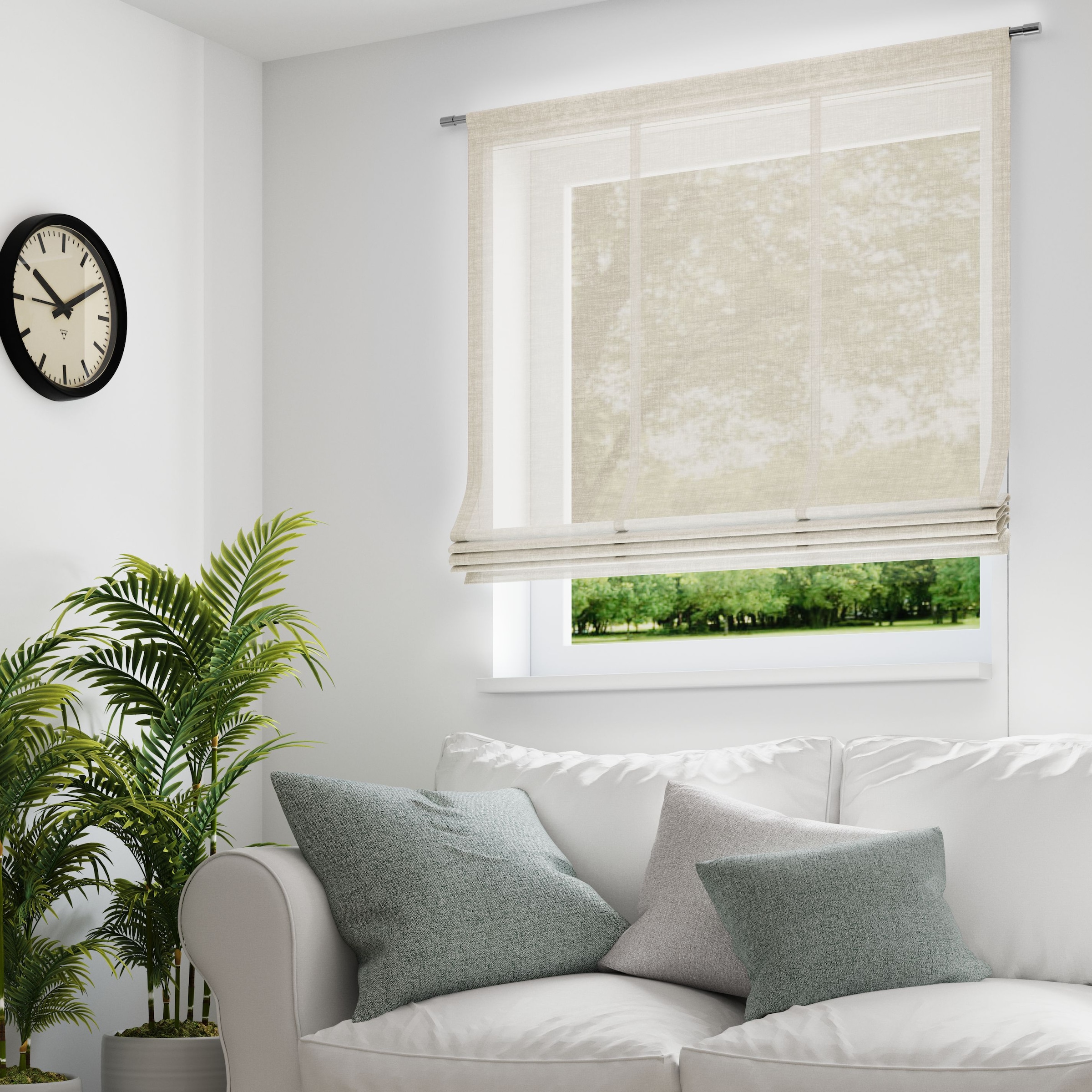 Neutex For You! Raffrollo »ALLURE« mit Klettschiene freihängend dezent natürliche Optik in grau