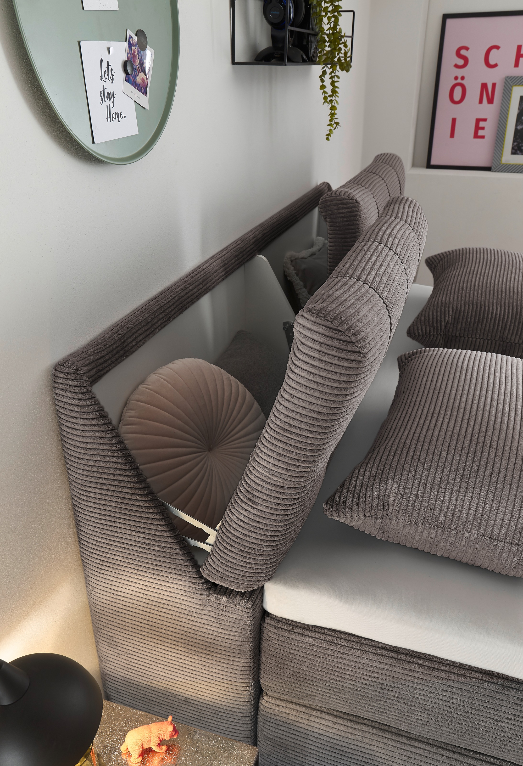 set one by Musterring Boxspringbett »Fairfield« Kopfteil in Kassenoptik, Metallfuß schwarz, Breite 160 oder 180 cm