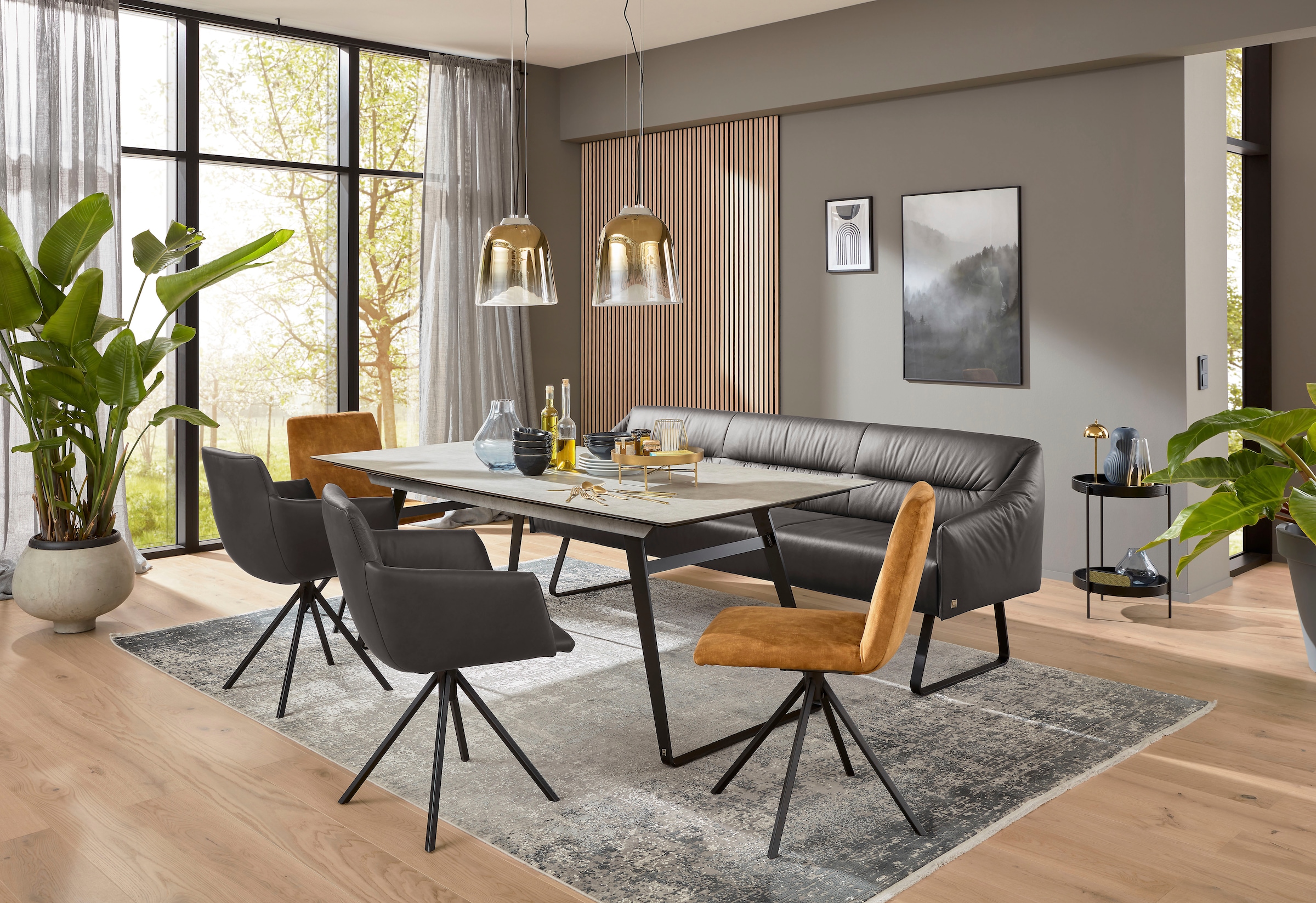 Musterring Essbank »JustB! SP500«, (1 St.), Metallkufe schwarz, verschiedene Farben, Breite 220 oder 250 cm