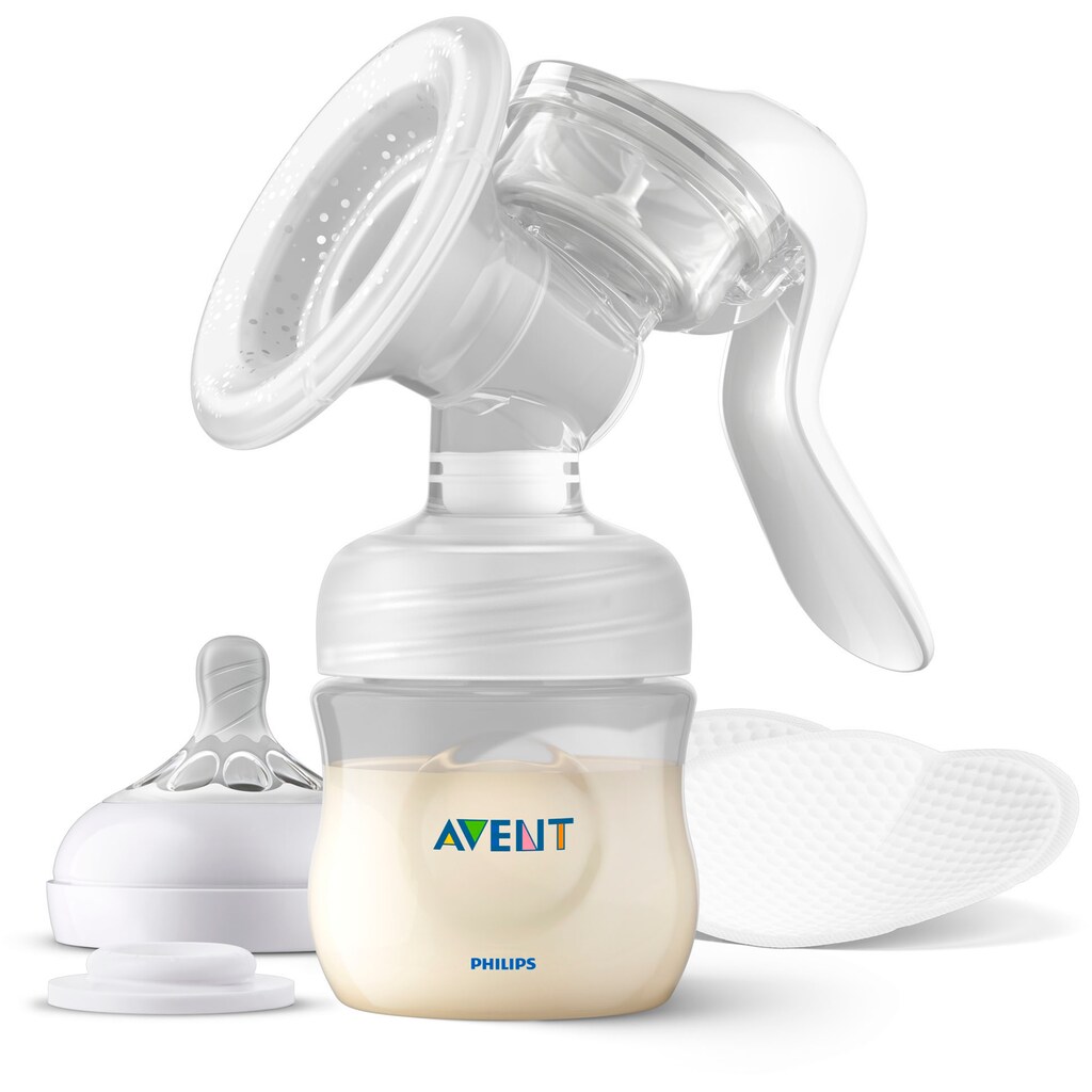 Philips AVENT Handmilchpumpe »SCF430/10«, (Set, 4 tlg., Handmilchpumpe, Stilleinlagen, Natural-Sauger, Verschlussdeckel)