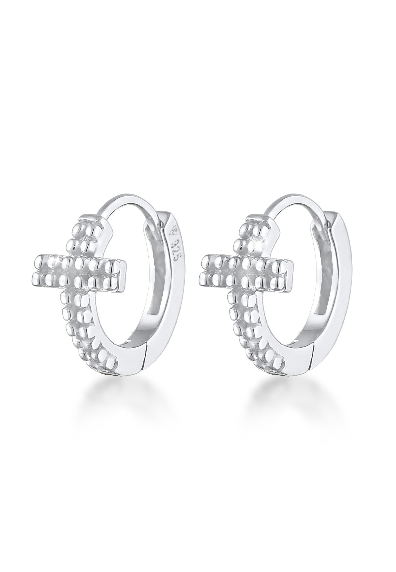 Elli Paar Creolen »Ohrringe Creolen Kreuz Glaube Religion 925 Silber«