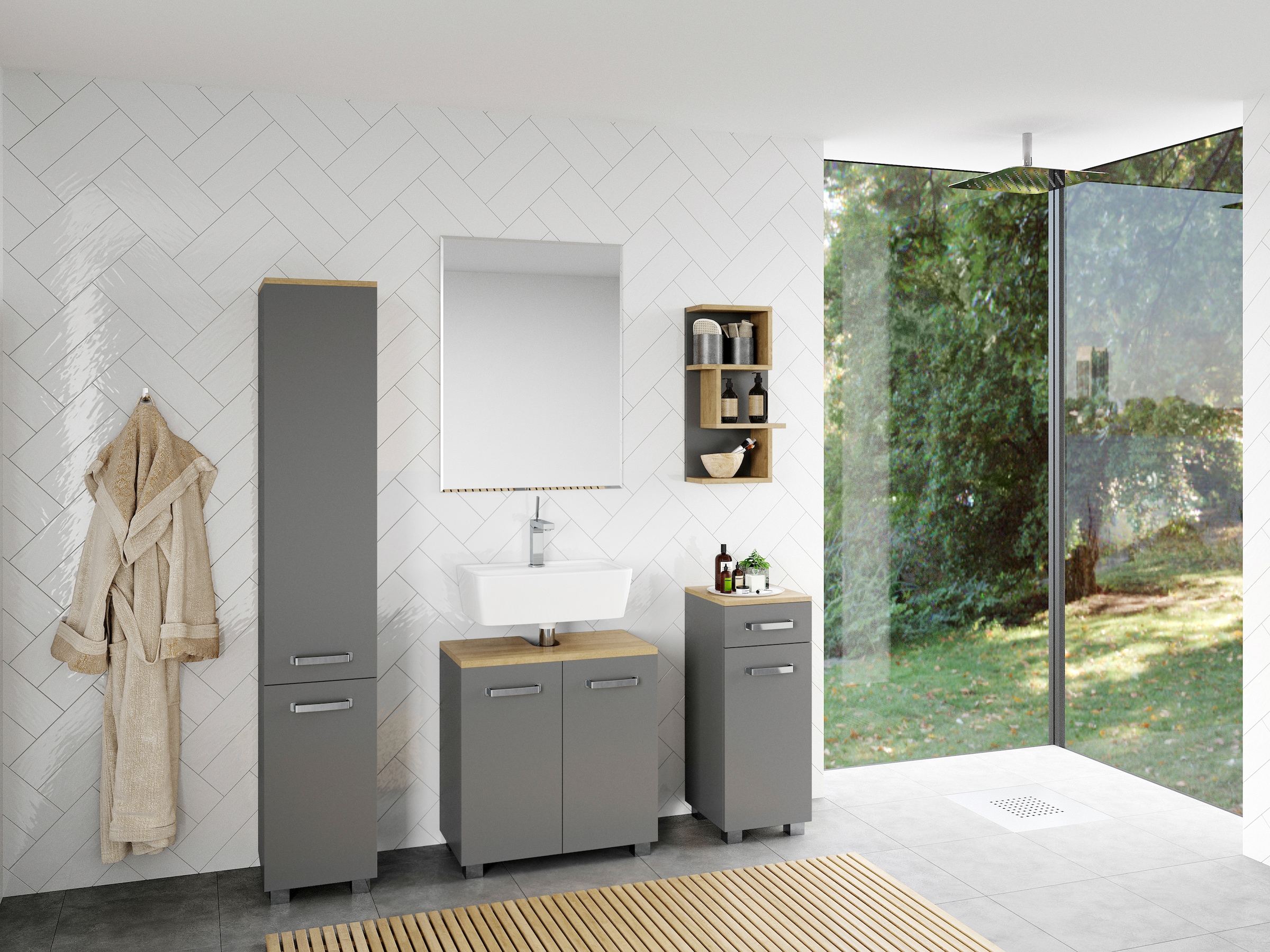 welltime Hochschrank »Cosmo«, BxTxH: ca. 30x32,5x171,5 cm, verschiedene Farben, 6 Fächer