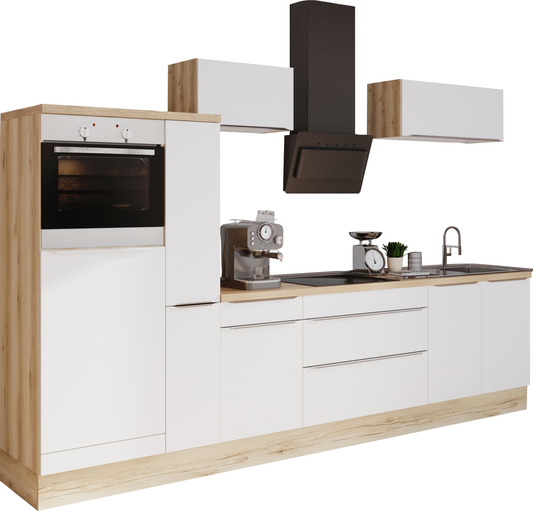 KOCHSTATION Küchenzeile »KS-Aken« Breite 330 cm, wahlweise mit E-Geräten, mit Arbeitsplatte 38 mm stark