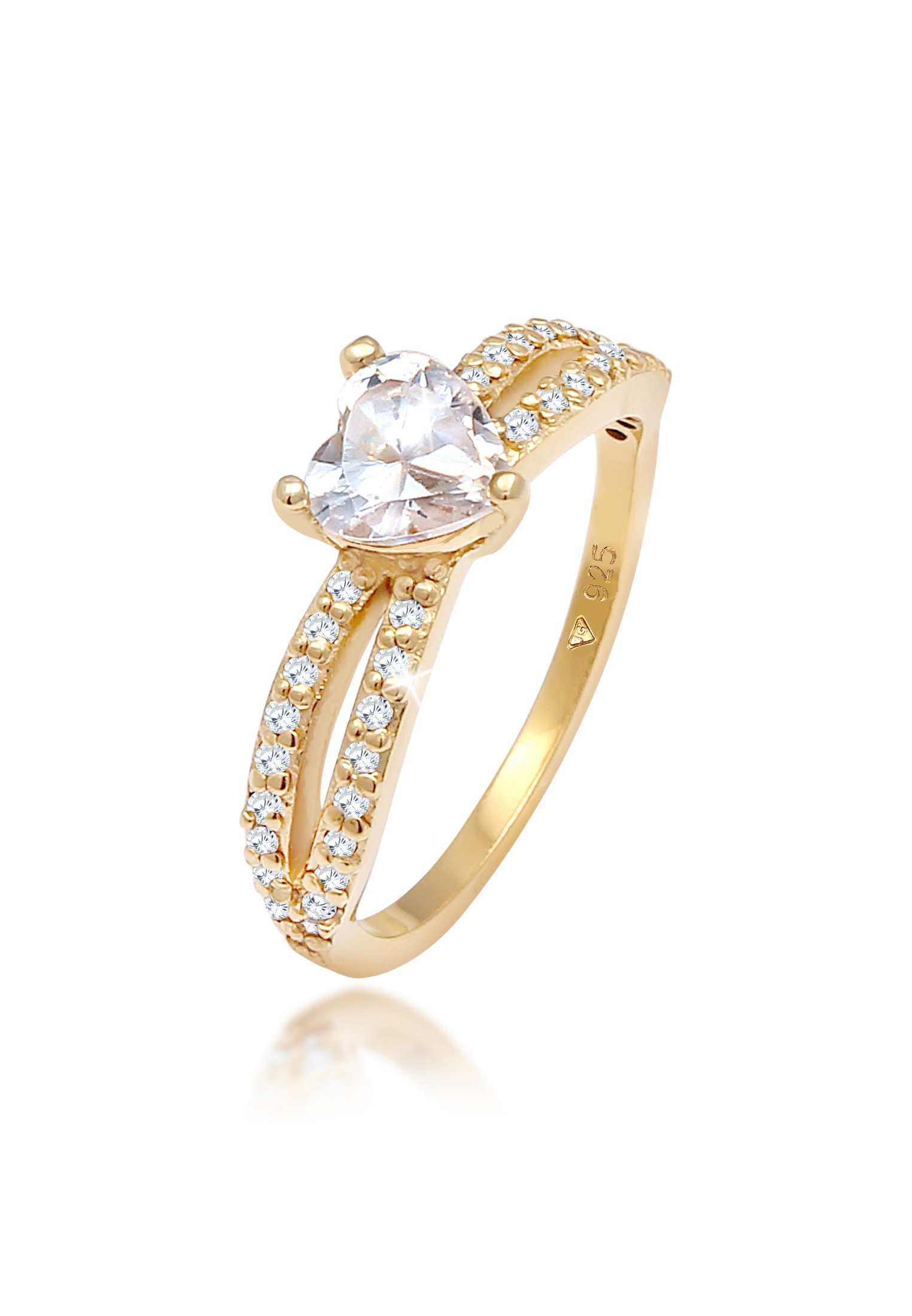 Elli Silberring »Ring Herz Zirkonia Solitär 925 Silber«