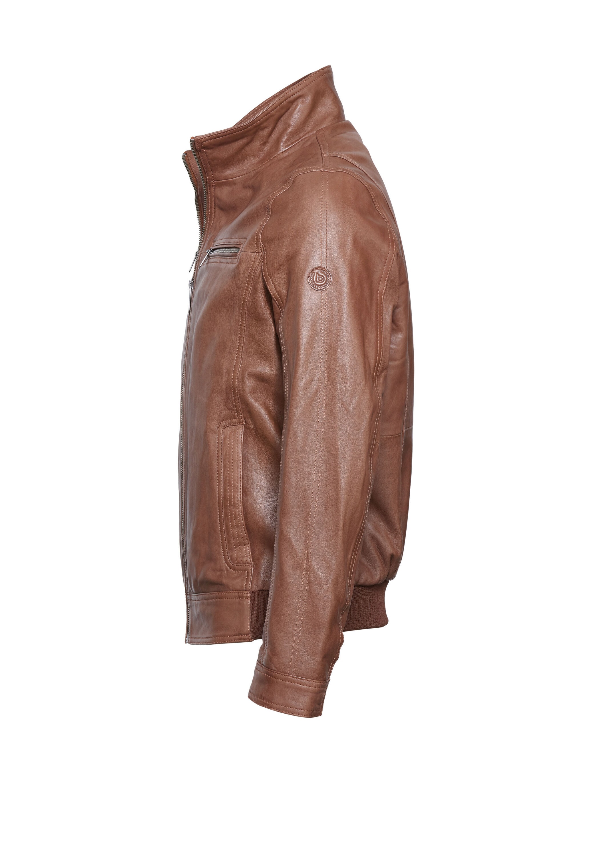 bugatti Lederjacke »BUMATTEO« ohne Kapuze mit Stehkragen