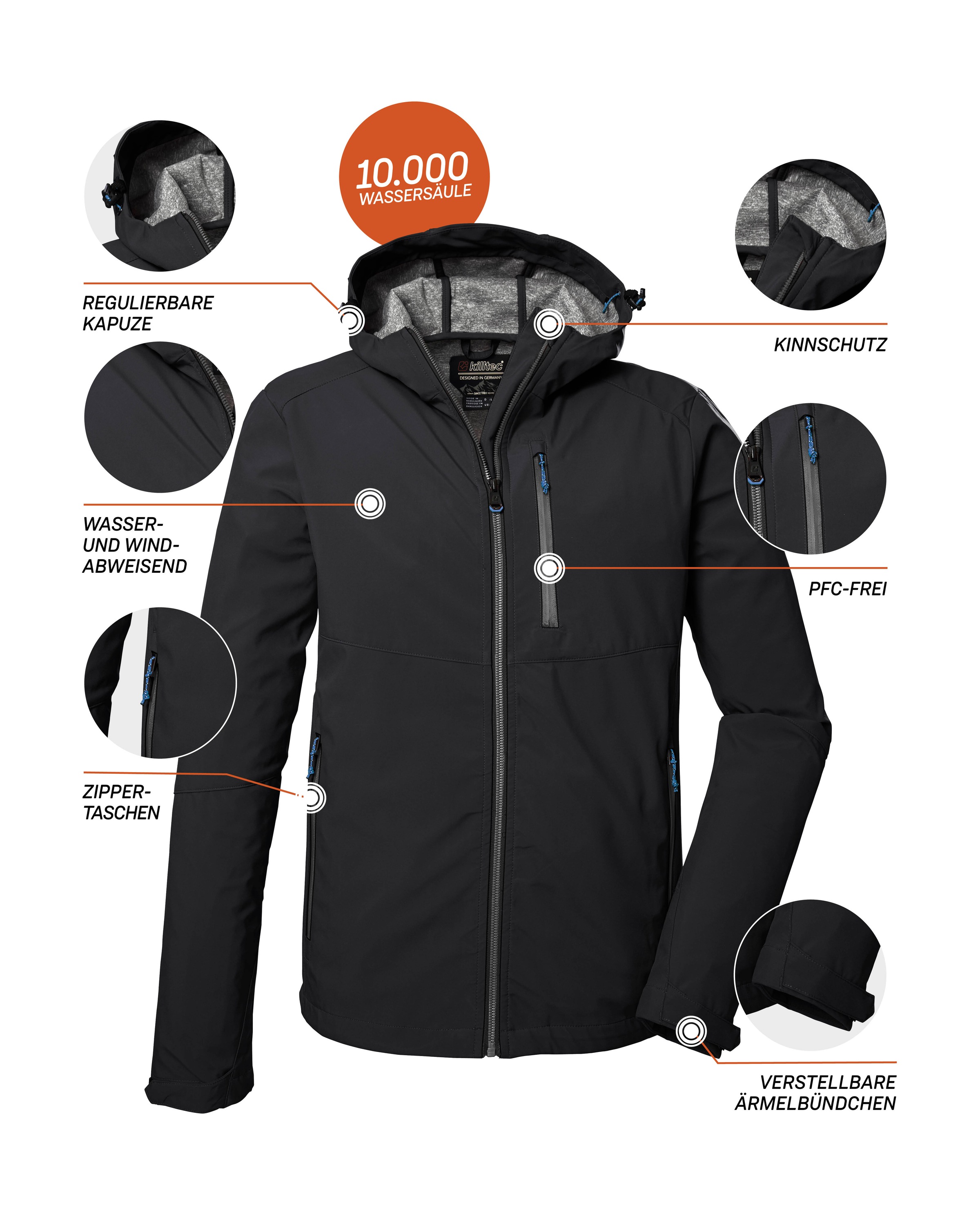 Killtec Softshelljacke »KOS 259 MN SFTSHLL JCKT«, Wasser- und windabweisende Softshelljacke, PFAS-frei imprägniert