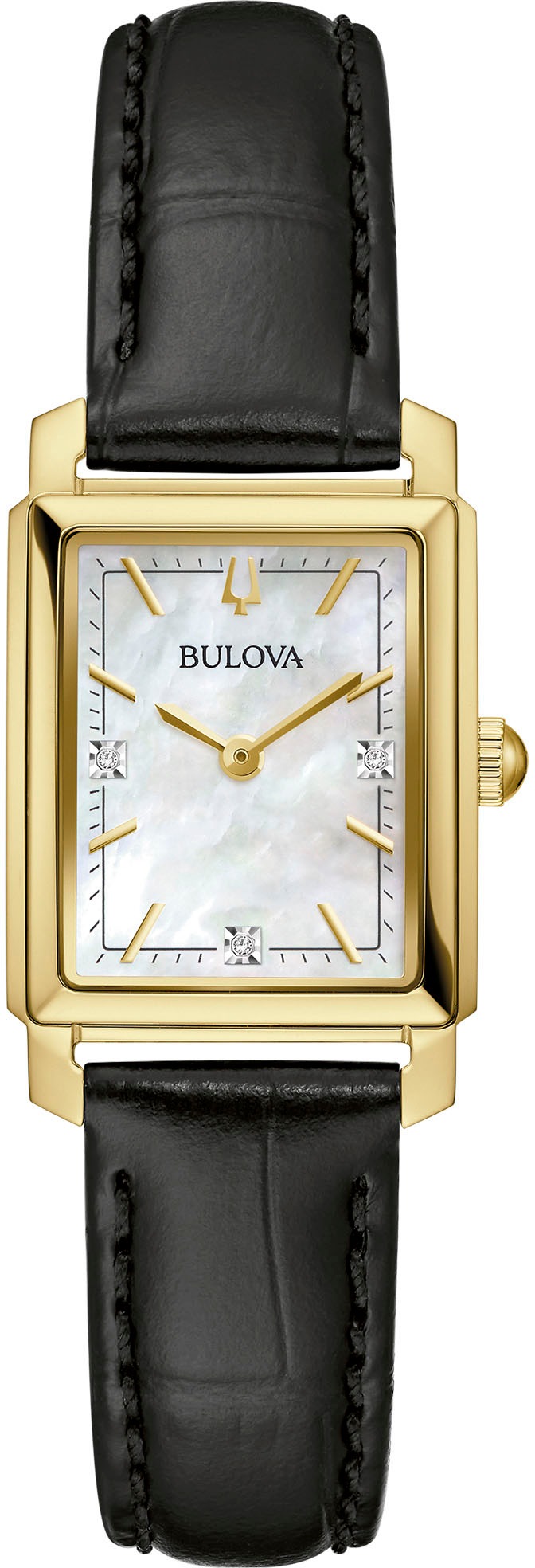 Bulova Quarzuhr, Armbanduhr, Damenuhr, Lederarmband, mit Diamanten