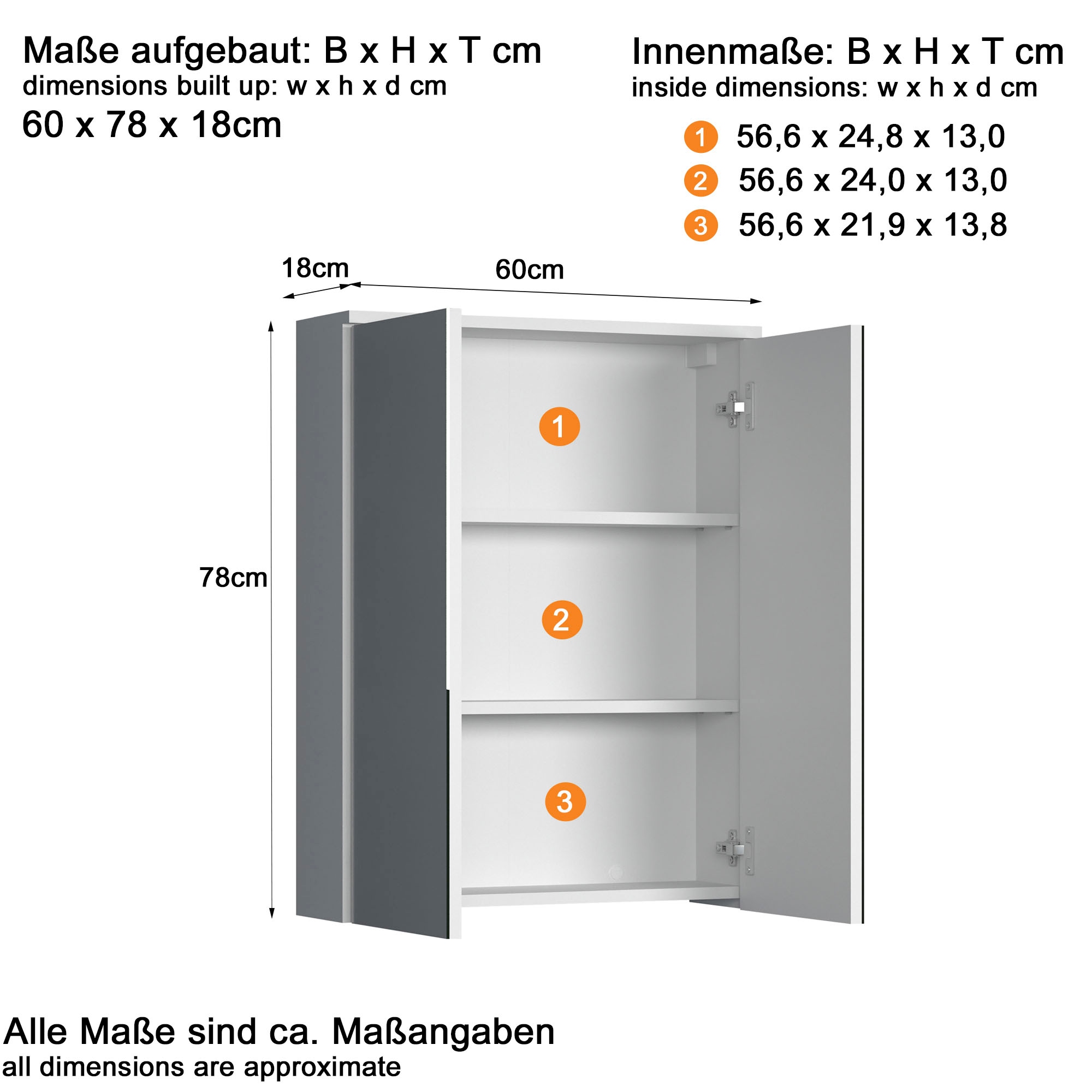welltime Badezimmer-Set »Prag«, (Set, 3 St.), Hochschrank, Waschtisch und Spiegelschrank mit vertikalen Fräsungen