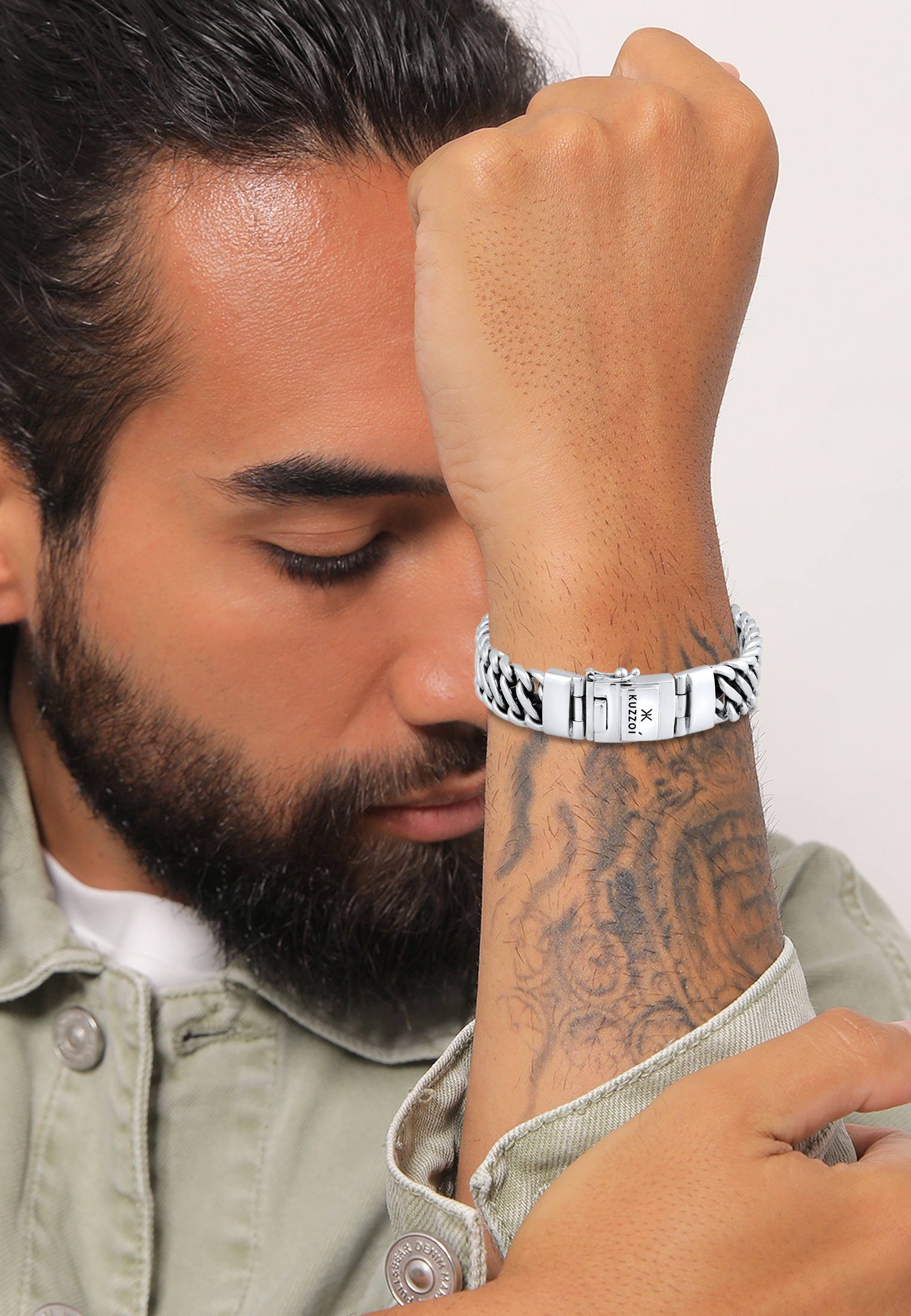 Kuzzoi Armkette »Armband Herren Panzer Glieder Trend Fein 925 Silber«