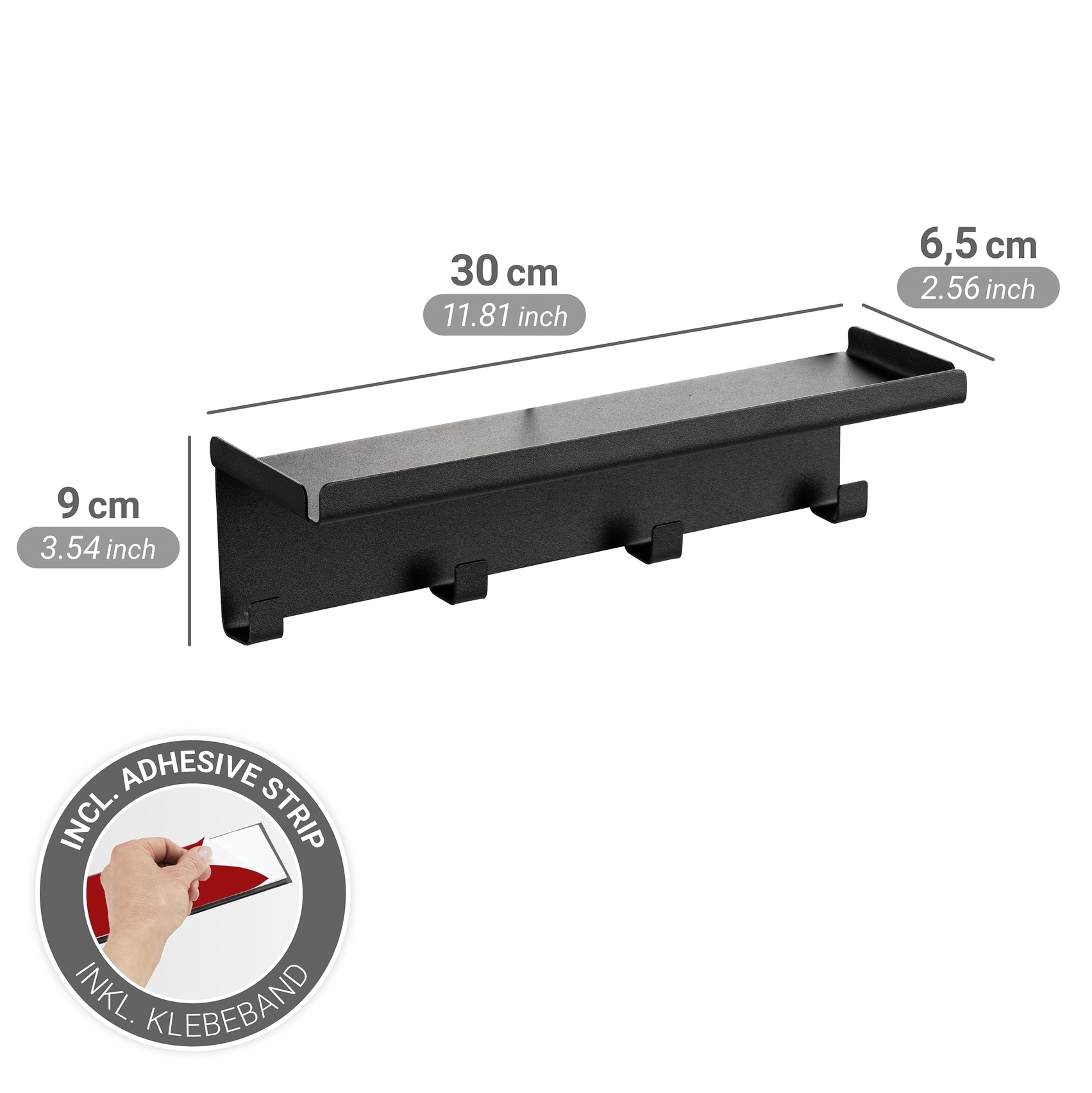 WENKO Hakenleiste »Modell Ima« mit Ablage, leicht zu befestigen, aus pulverbeschichtetem Metall