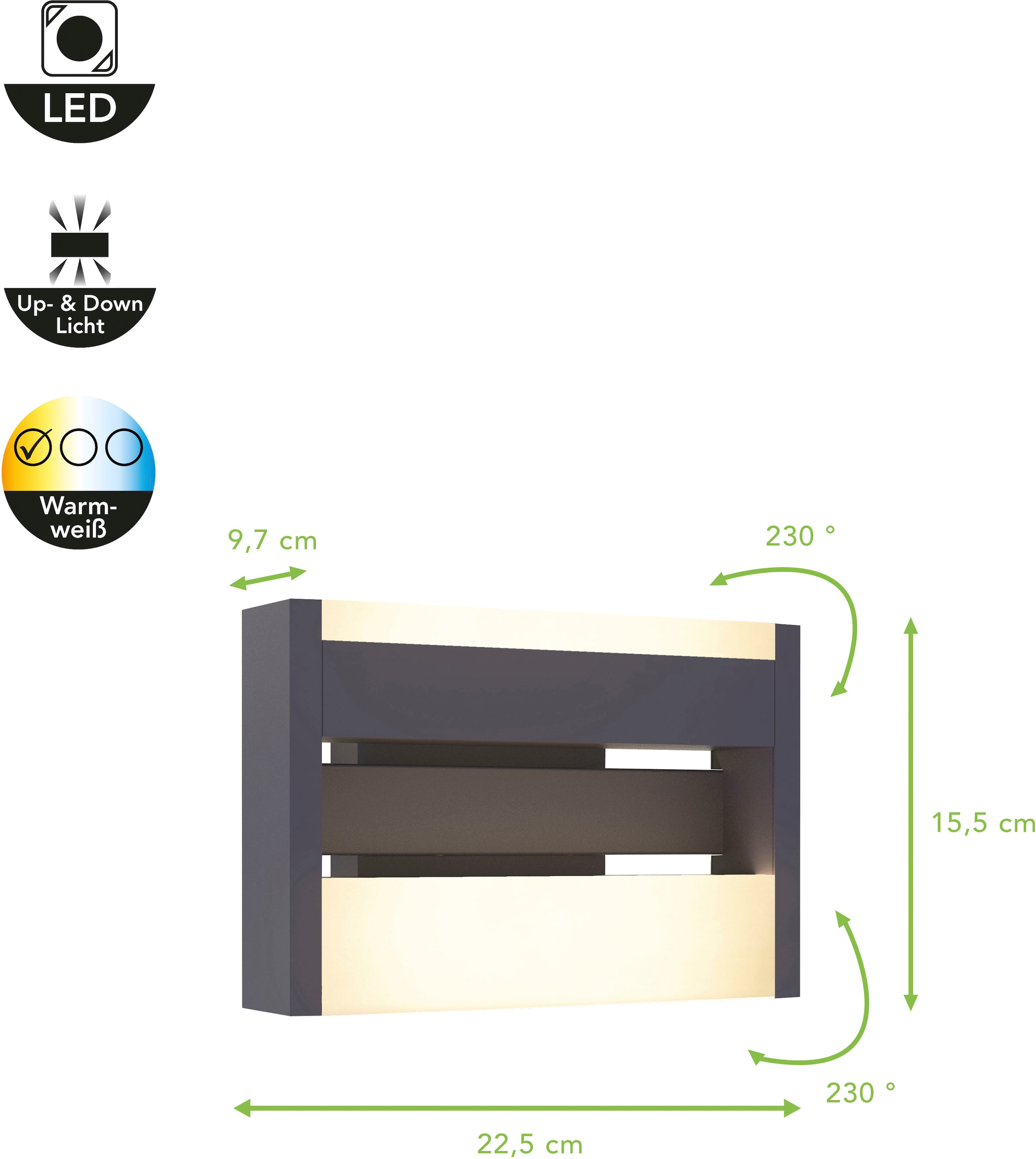 LUTEC LED Außen-Wandleuchte »CONROY«, Leuchtmittel LED-Modul | LED fest integriert, verstellbar