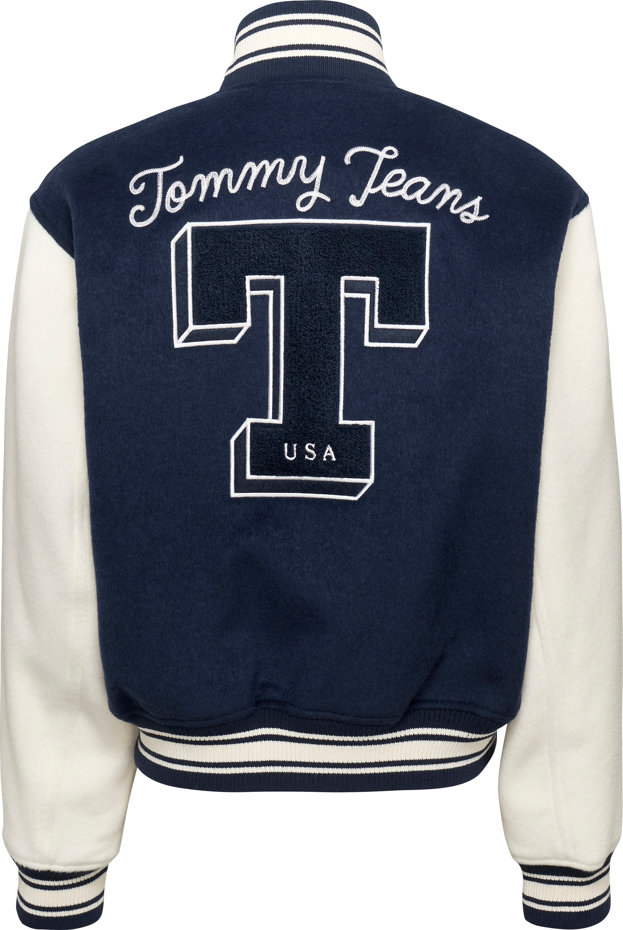 Tommy Jeans Bomberjacke, mit Streifen-Detail, aufgesticktem Logo