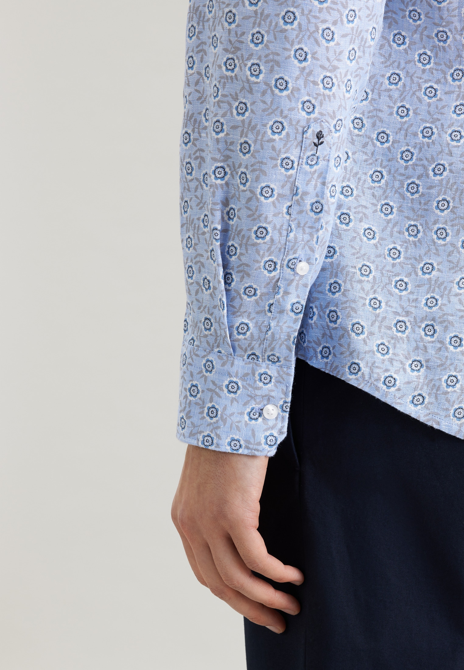 seidensticker Leinenhemd »Schwarze Rose« Shaped 1/1 Kentkragen Druck