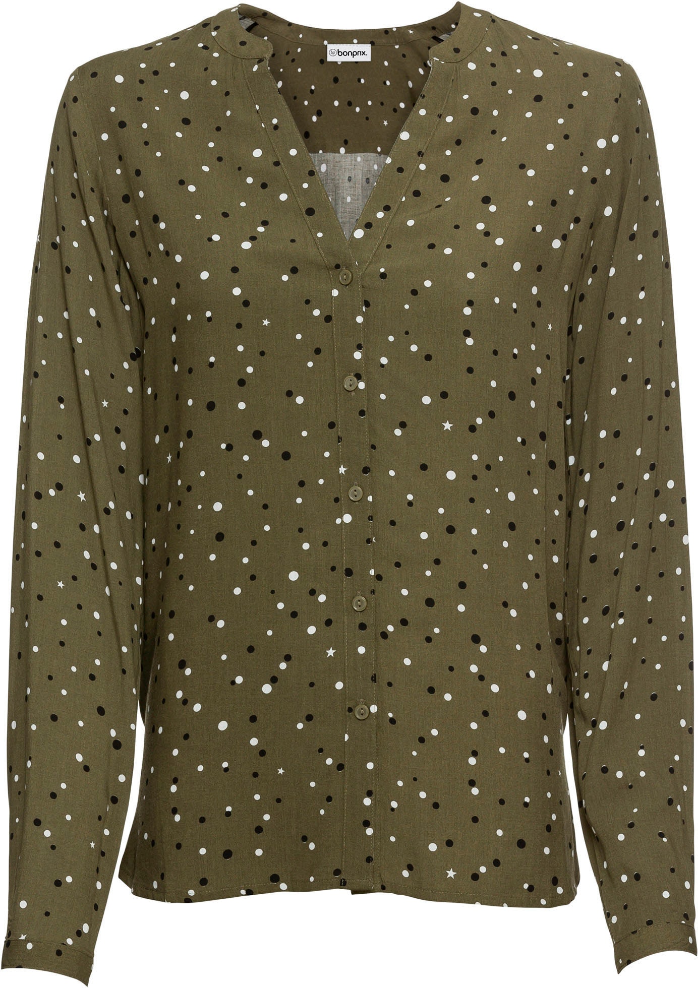 bonprix Langarmbluse figurumspielende Passform, hinten länger geschnitten, aus Viskose