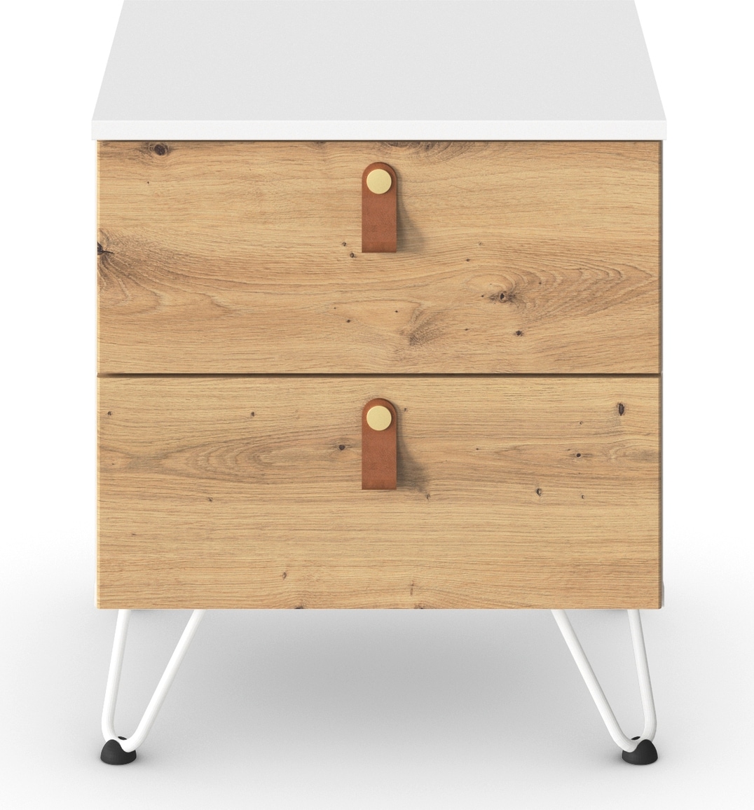 rauch Nachtkommode »Homey by Aditio«, mit Grifflaschen in Leder, 2 Schubladen mit Softclose-Funktion