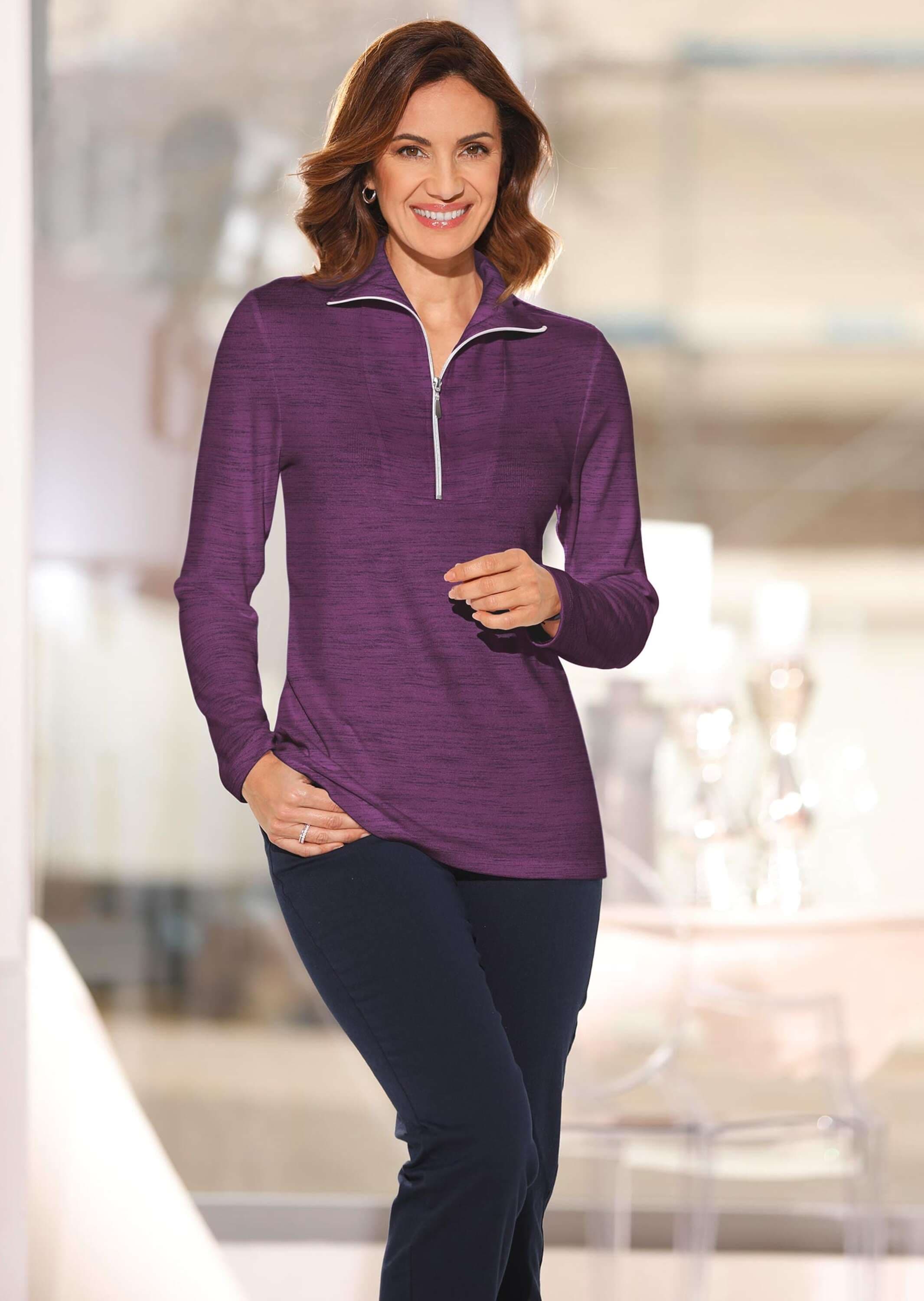 GOLDNER Longpullover »Kurzgröße Flauschiges Troyer- Shirt«