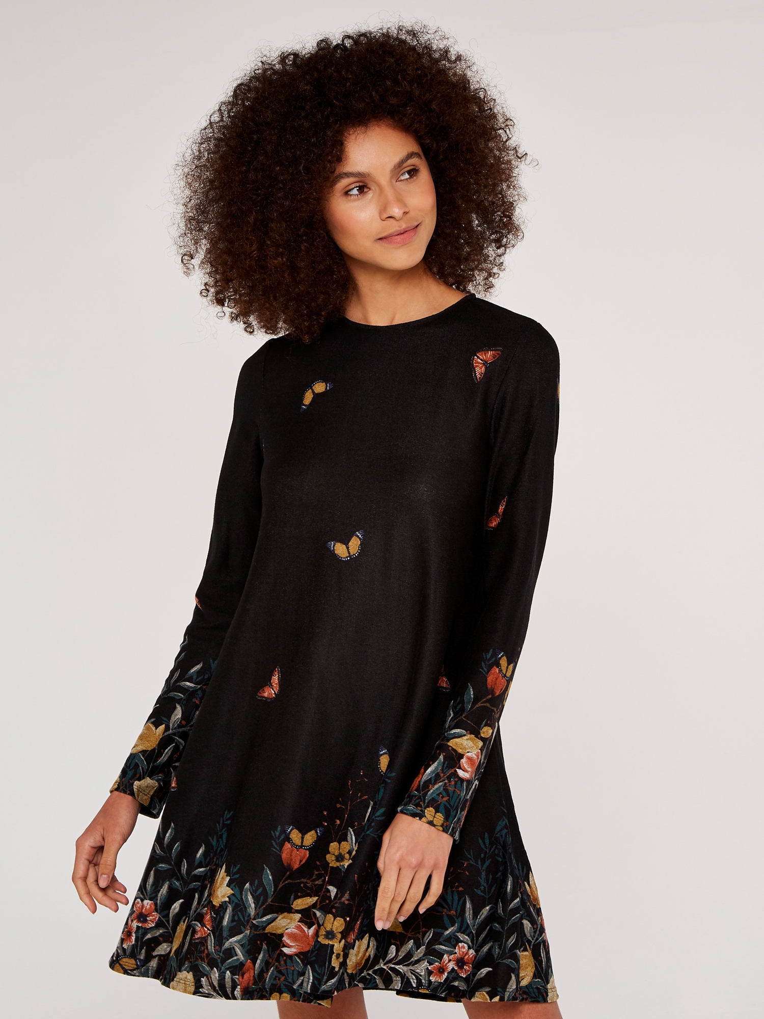 Apricot Strickkleid »Swing Dress« mit Blumendruck
